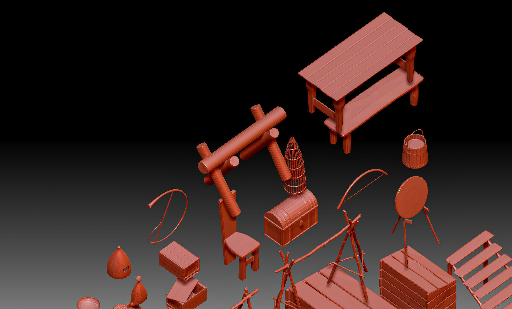 79 Medieval Roman village Buildings parts and objects collection 3D print model_5