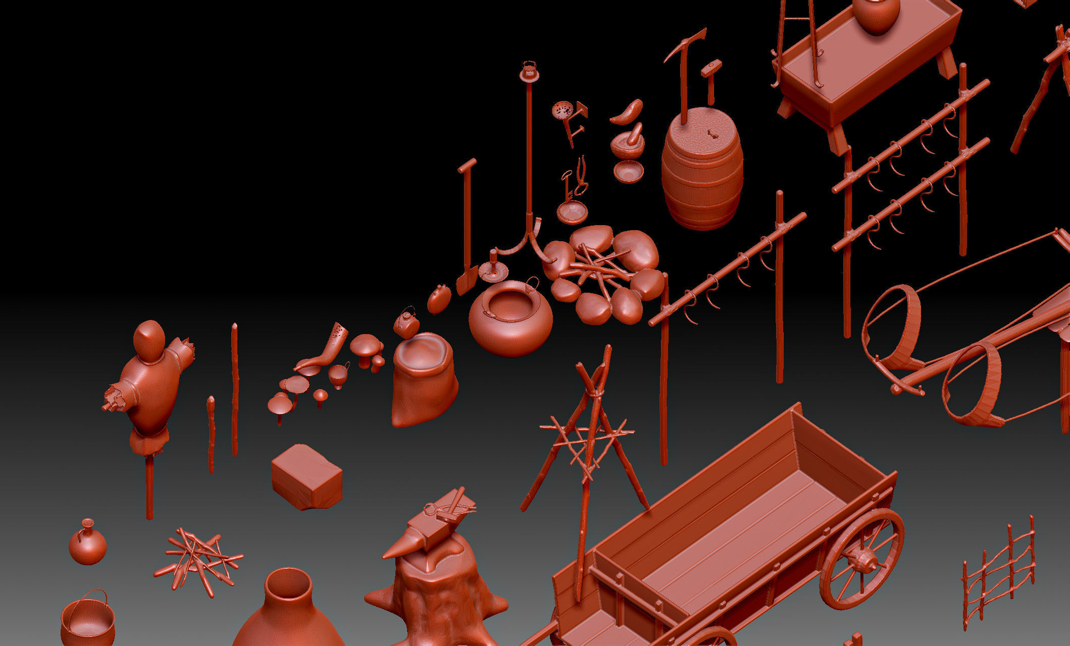 79 Medieval Roman village Buildings parts and objects collection 3D print model_13