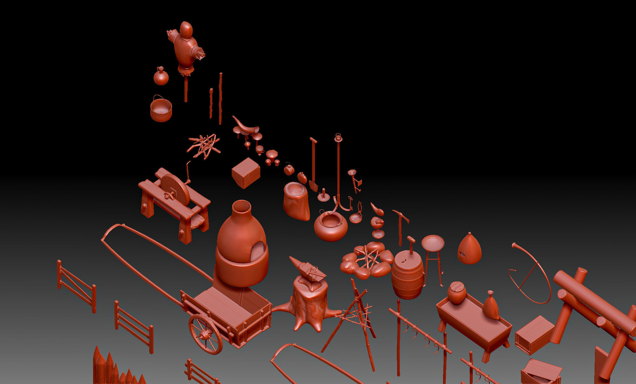 79 Medieval Roman village Buildings parts and objects collection 3D print model_12