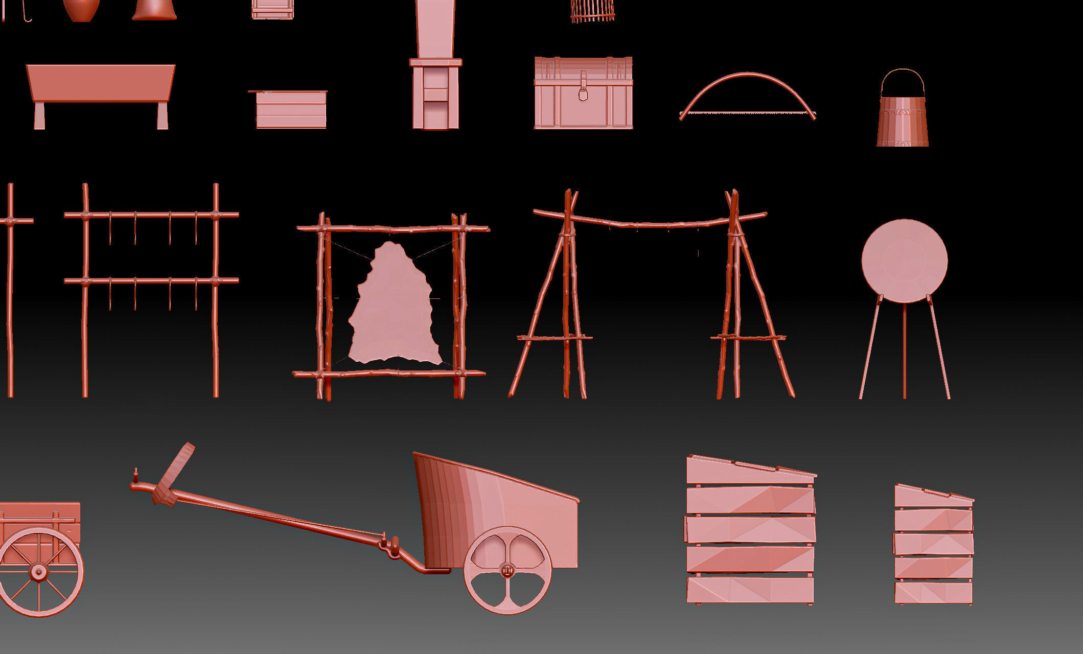 79 Medieval Roman village Buildings parts and objects collection 3D print model_2