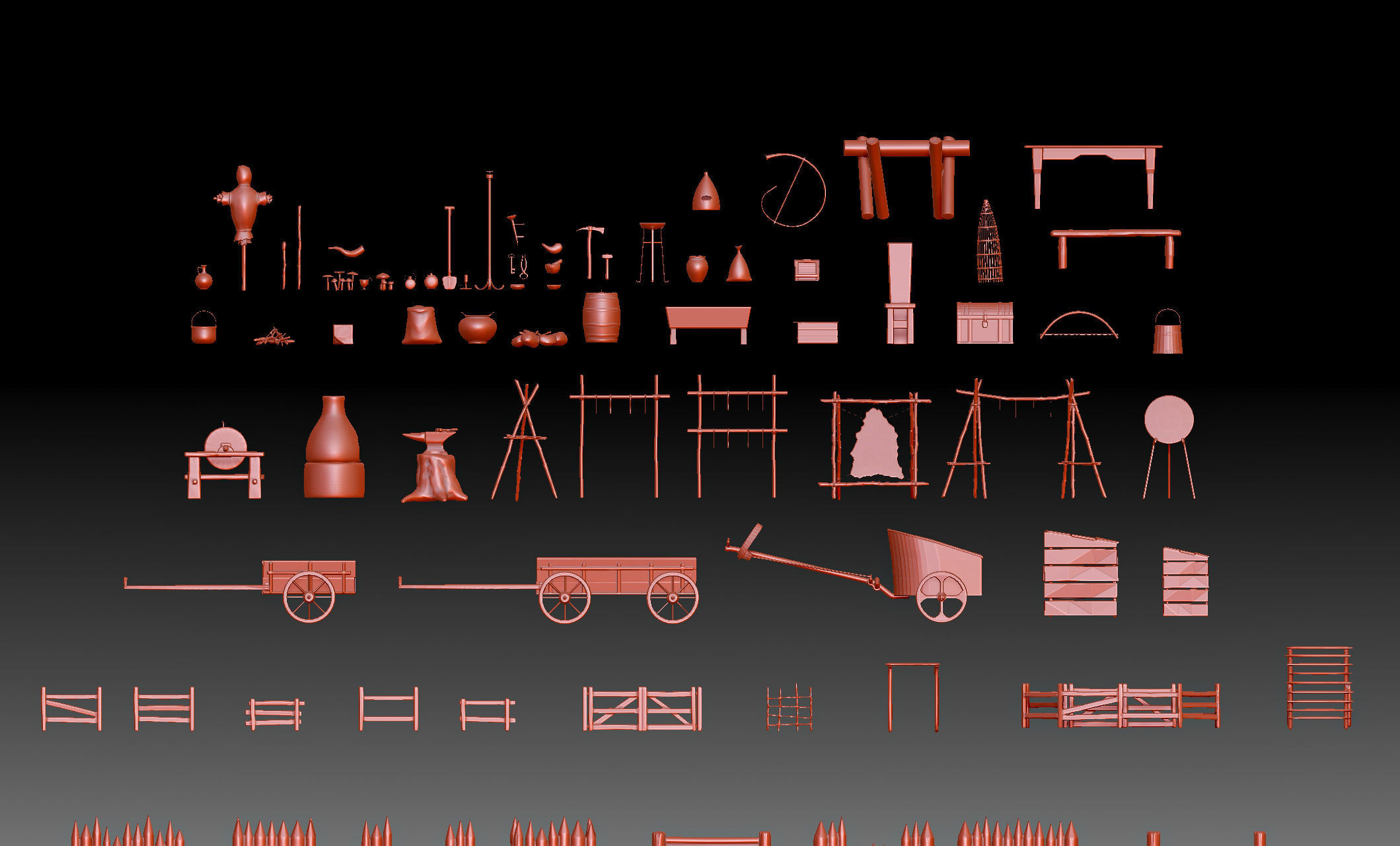 79 Medieval Roman village Buildings parts and objects collection 3D print model_18