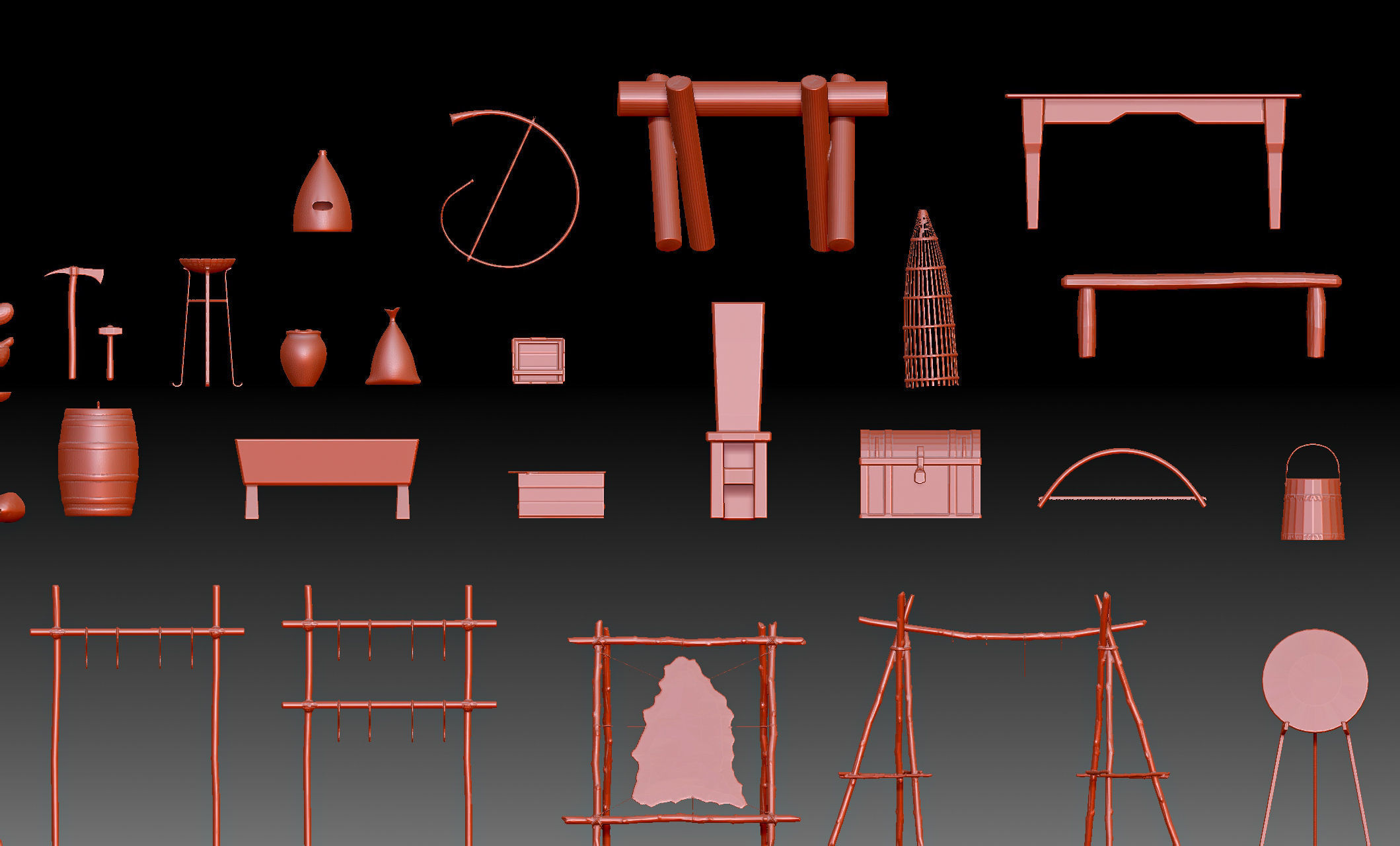 79 Medieval Roman village Buildings parts and objects collection 3D print model_10