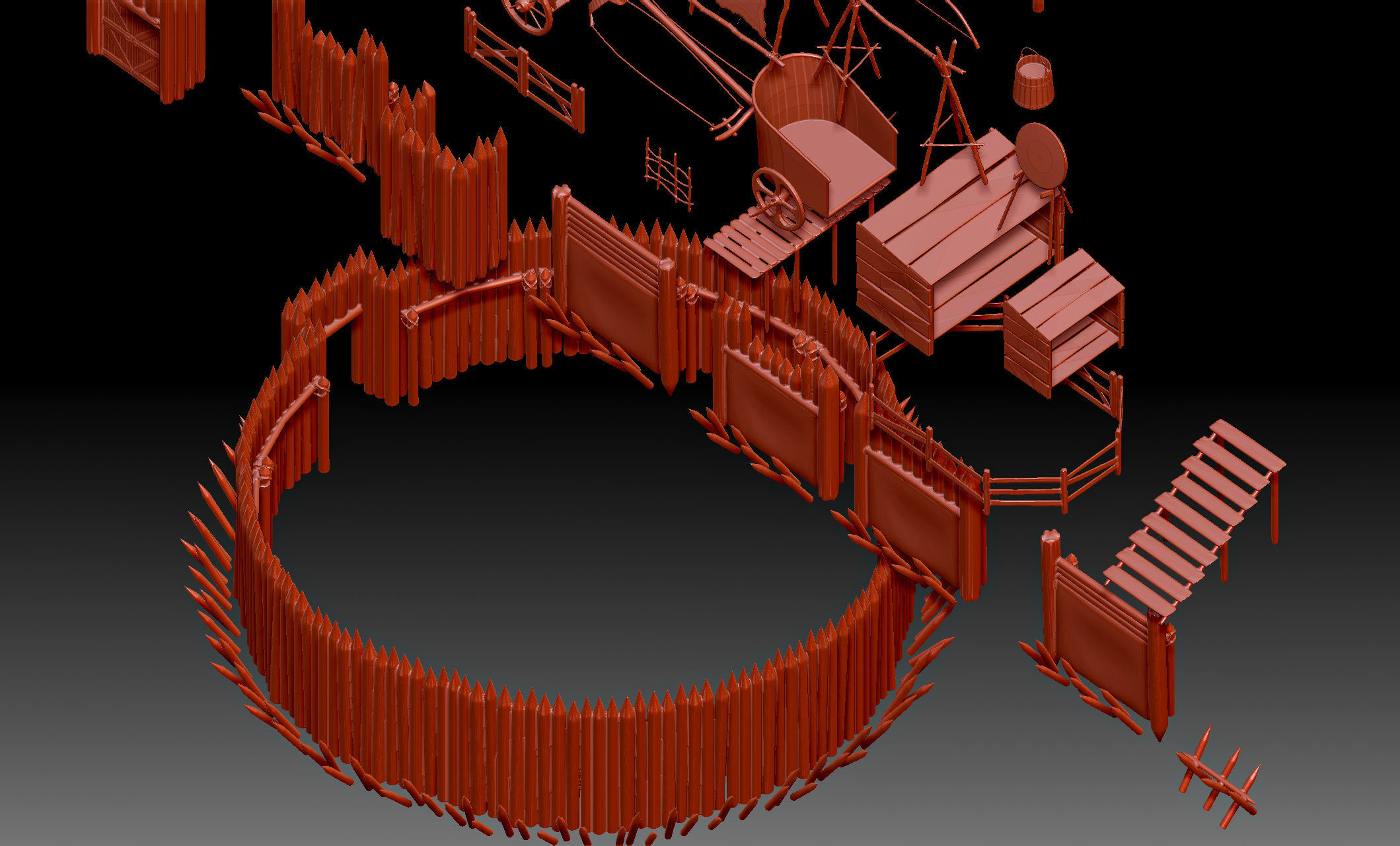 79 Medieval Roman village Buildings parts and objects collection 3D print model_7