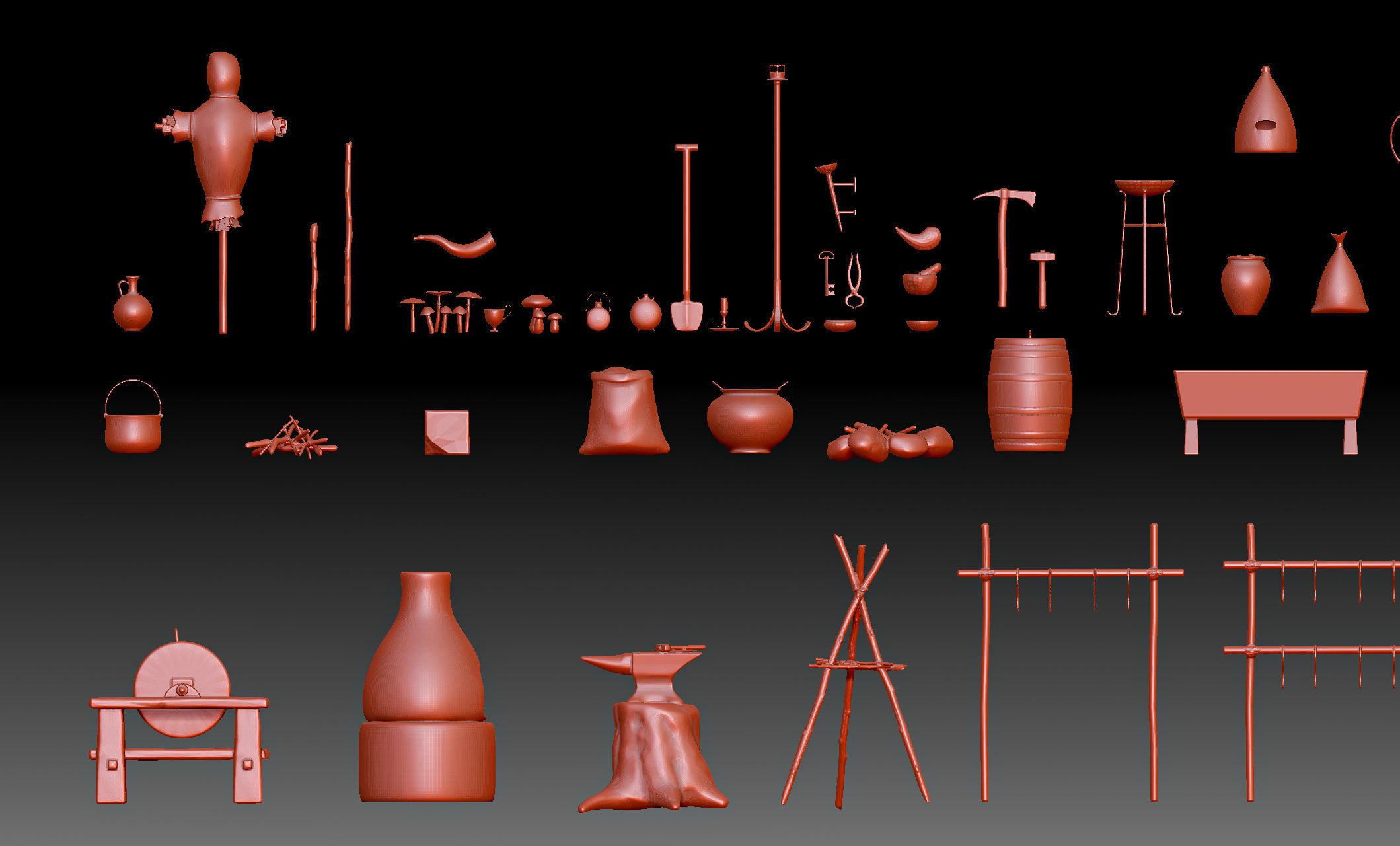 79 Medieval Roman village Buildings parts and objects collection 3D print model_3