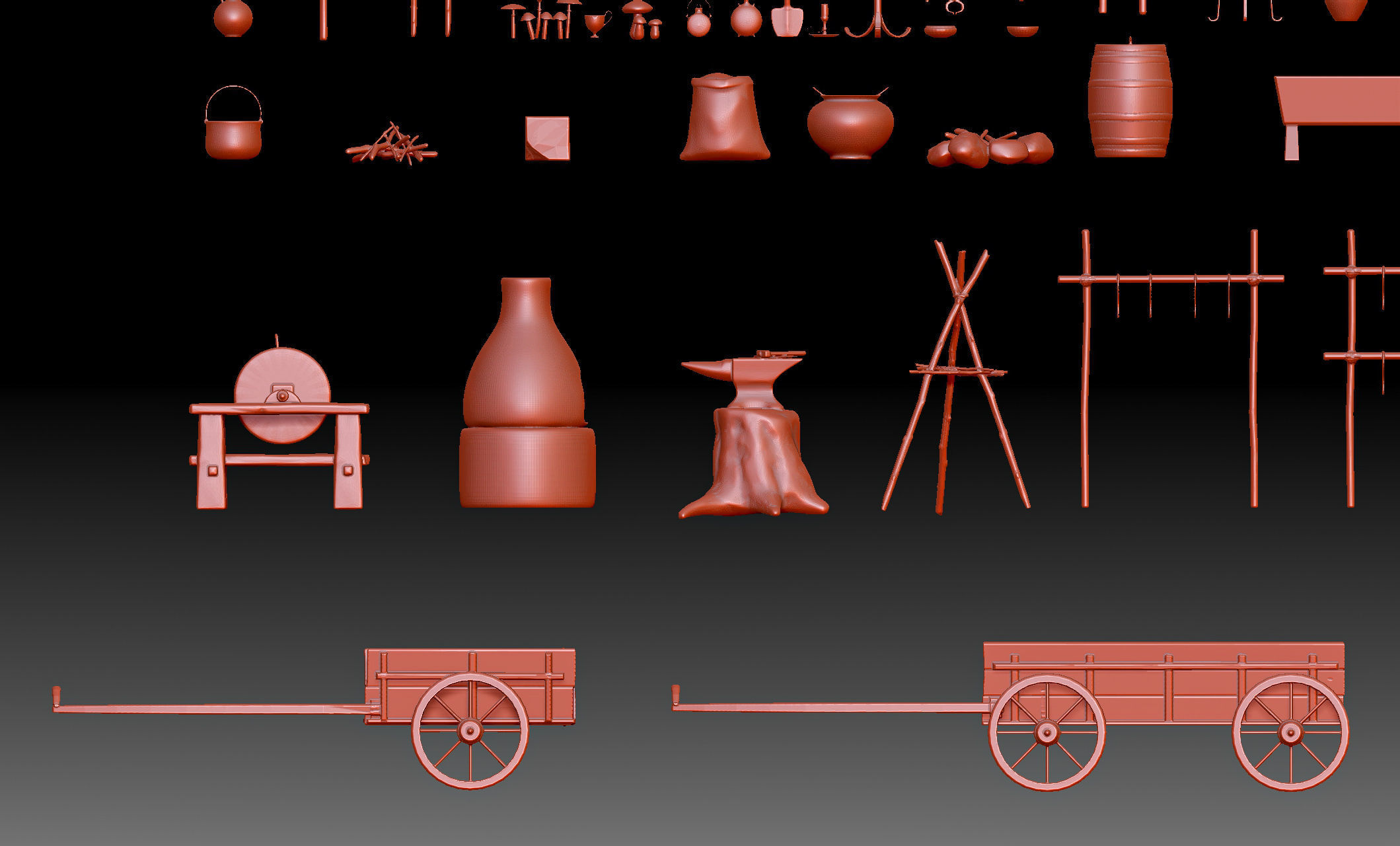 79 Medieval Roman village Buildings parts and objects collection 3D print model_8