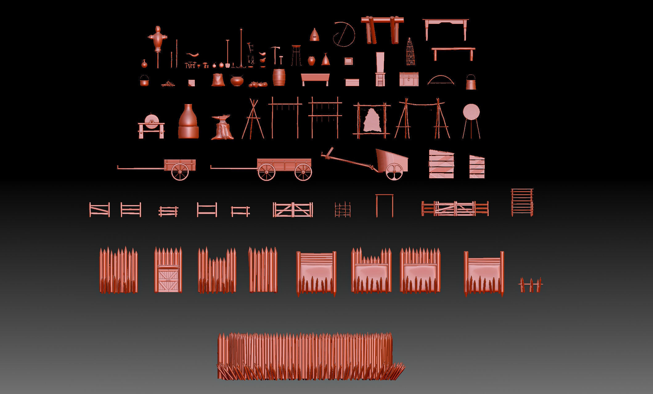 79 Medieval Roman village Buildings parts and objects collection 3D print model_14