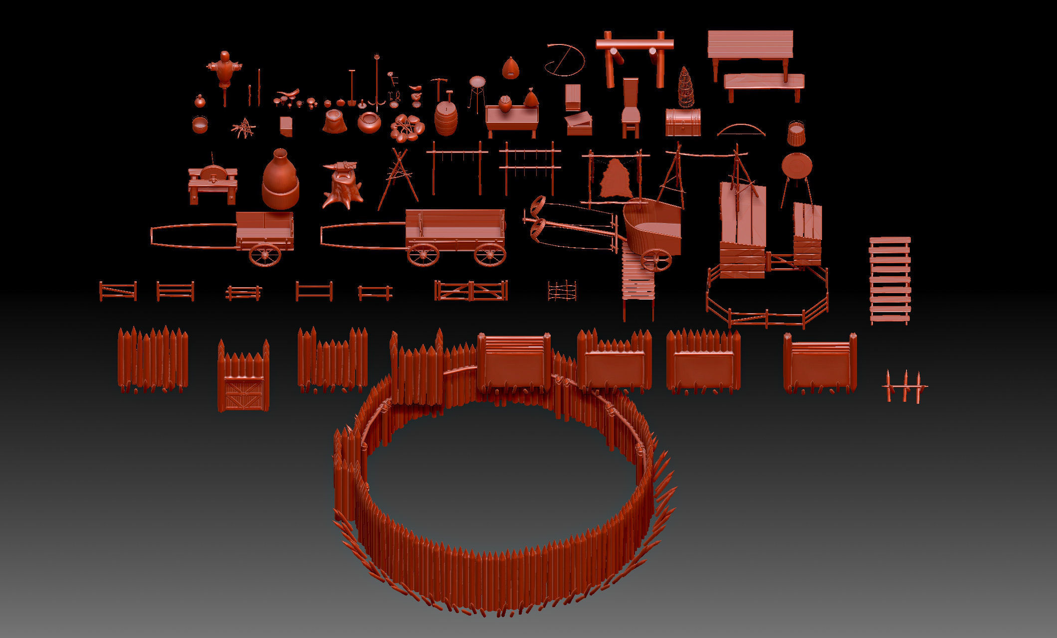 79 Medieval Roman village Buildings parts and objects collection 3D print model_17