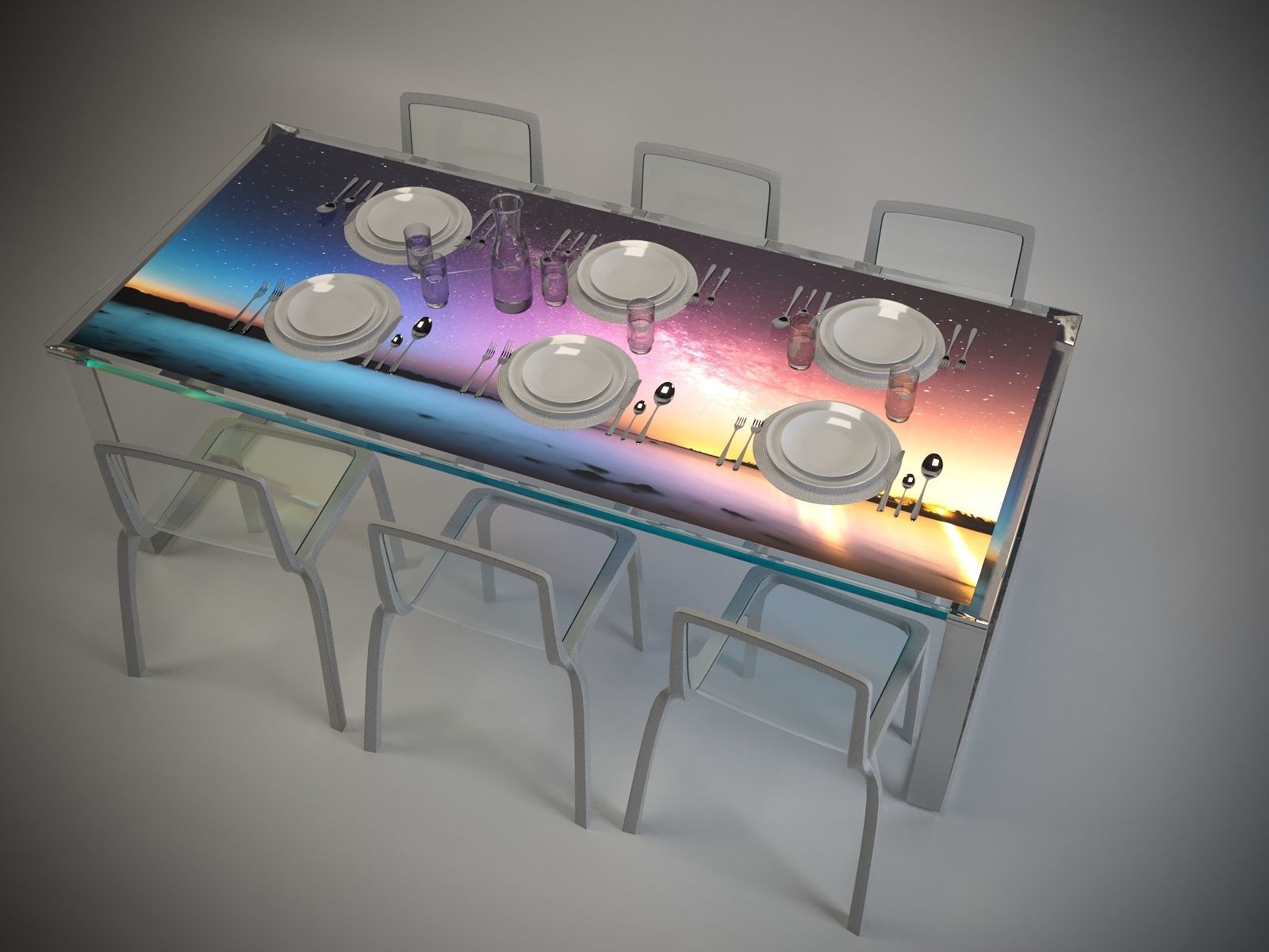 Modern minimalist emissive dining table 3D model_3