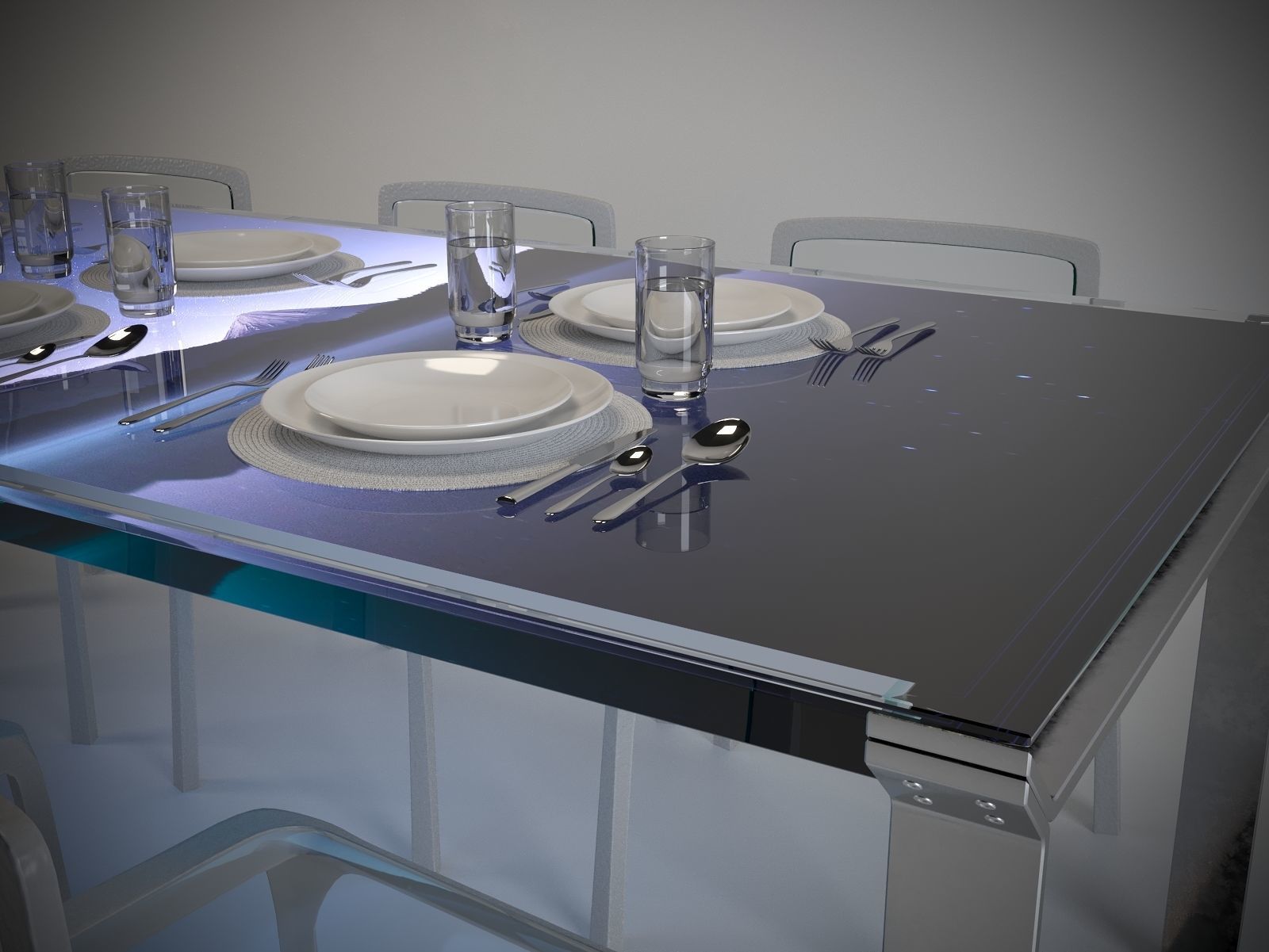 Modern minimalist emissive dining table 3D model_1