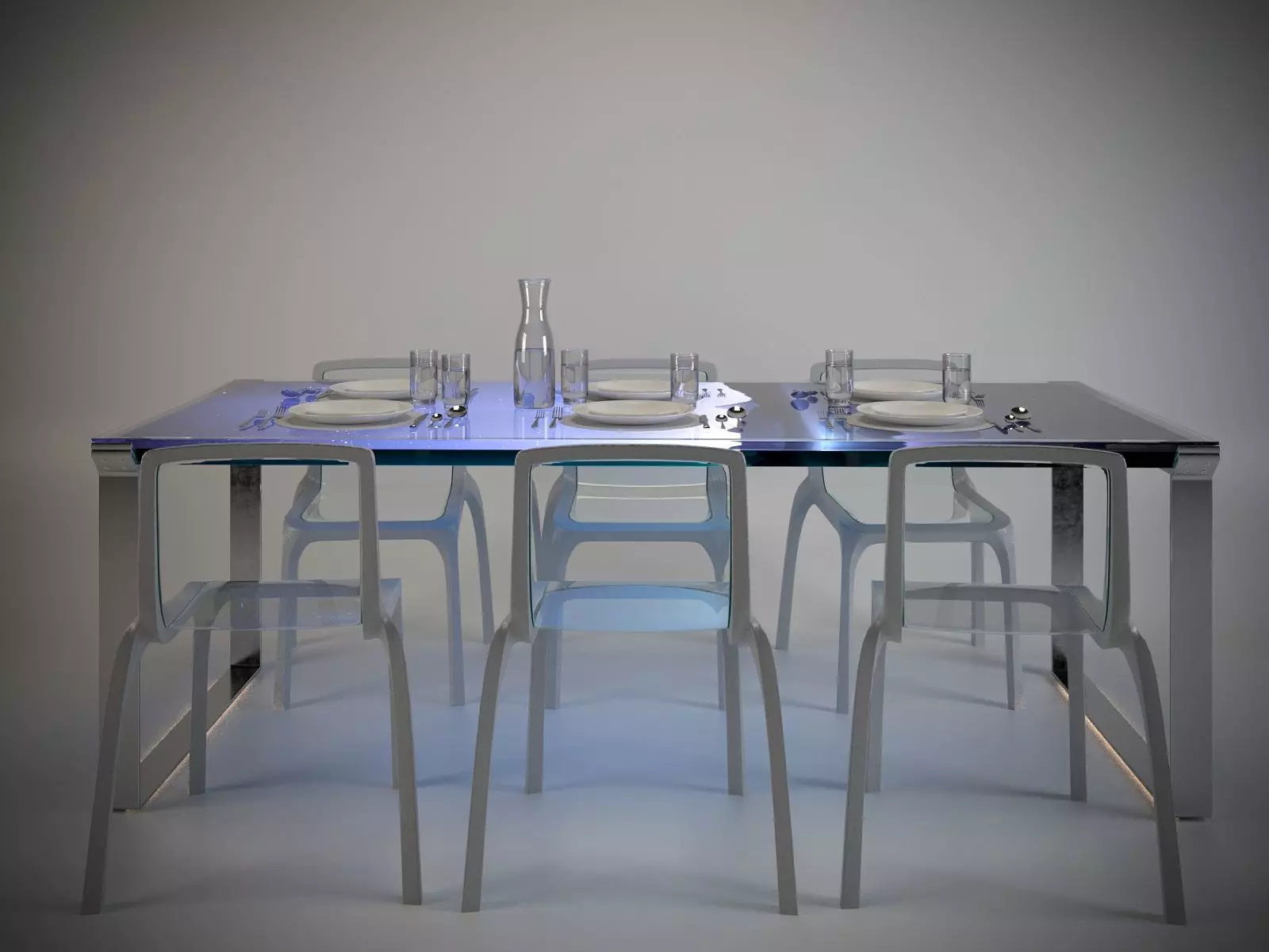 Modern minimalist emissive dining table 3D model_0