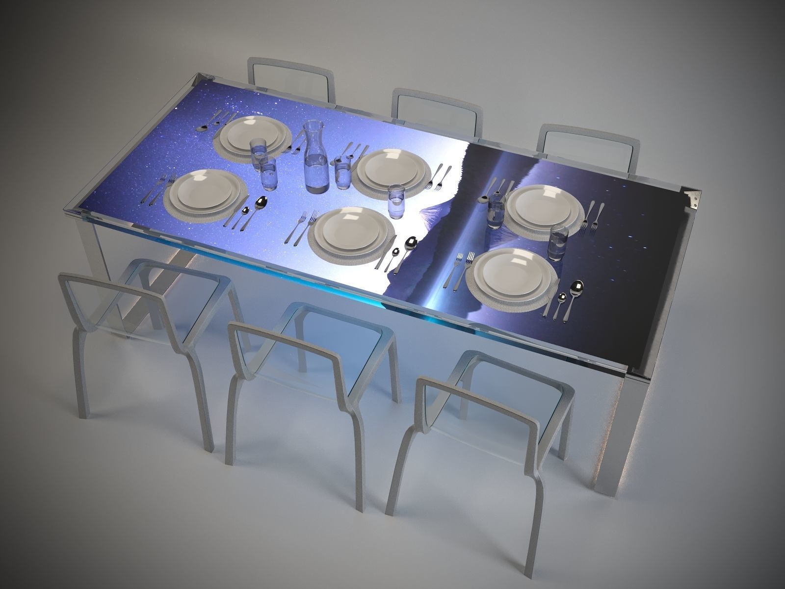 Modern minimalist emissive dining table 3D model_2
