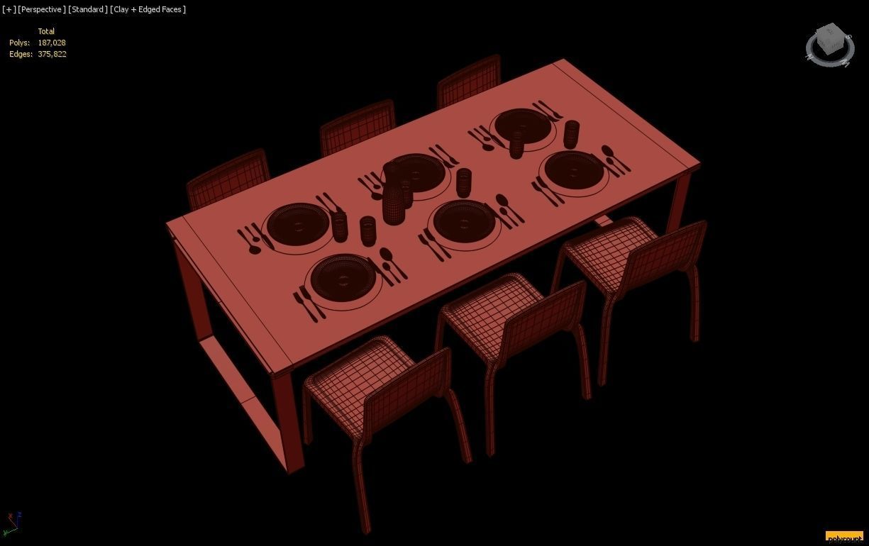Modern minimalist emissive dining table 3D model_5