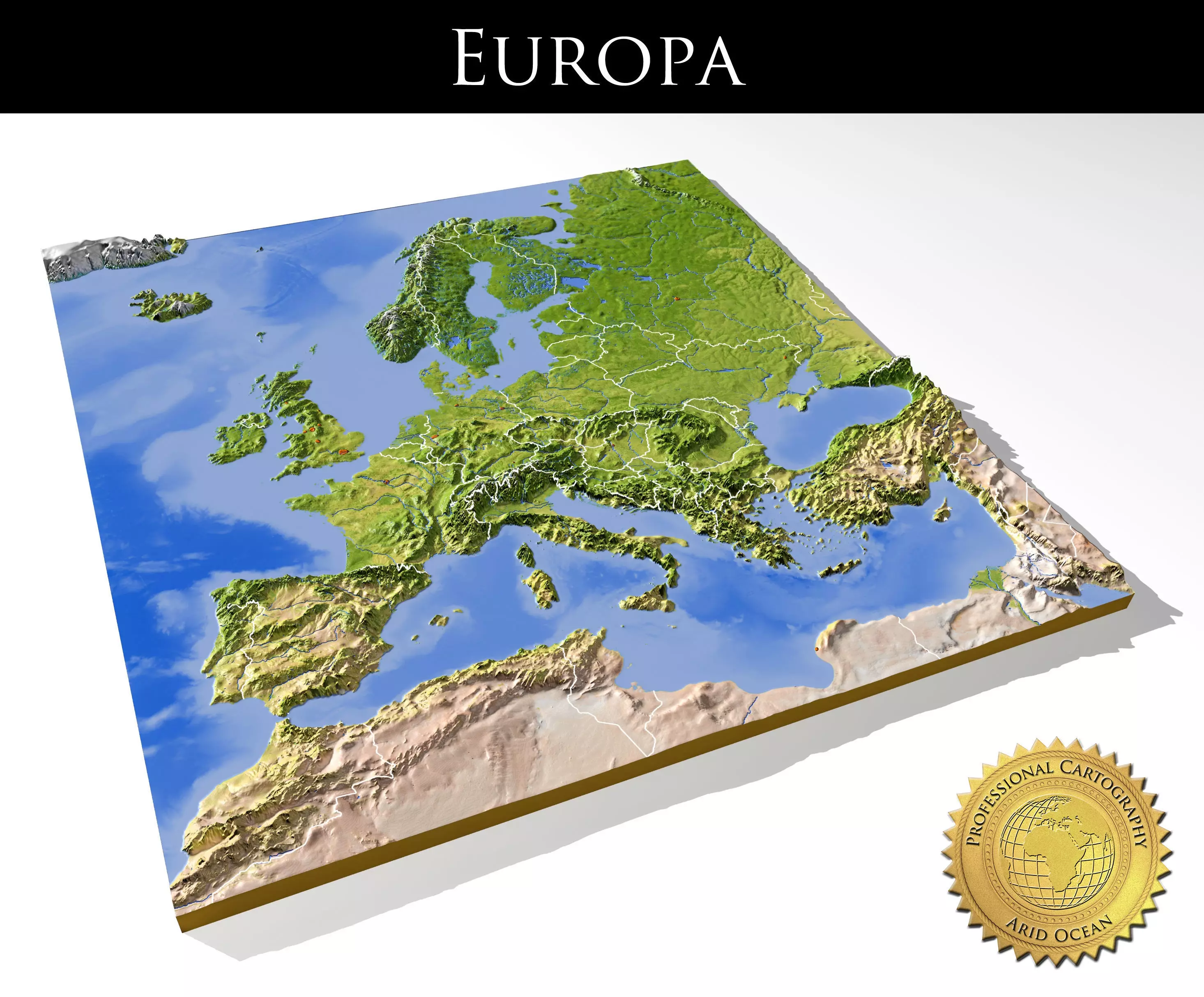 Europe High resolution 3D relief maps 3D model_0