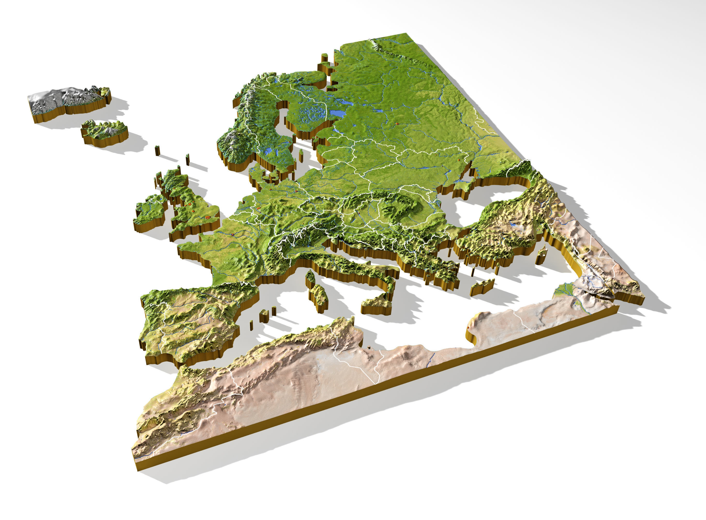 Europe High resolution 3D relief maps 3D model_5