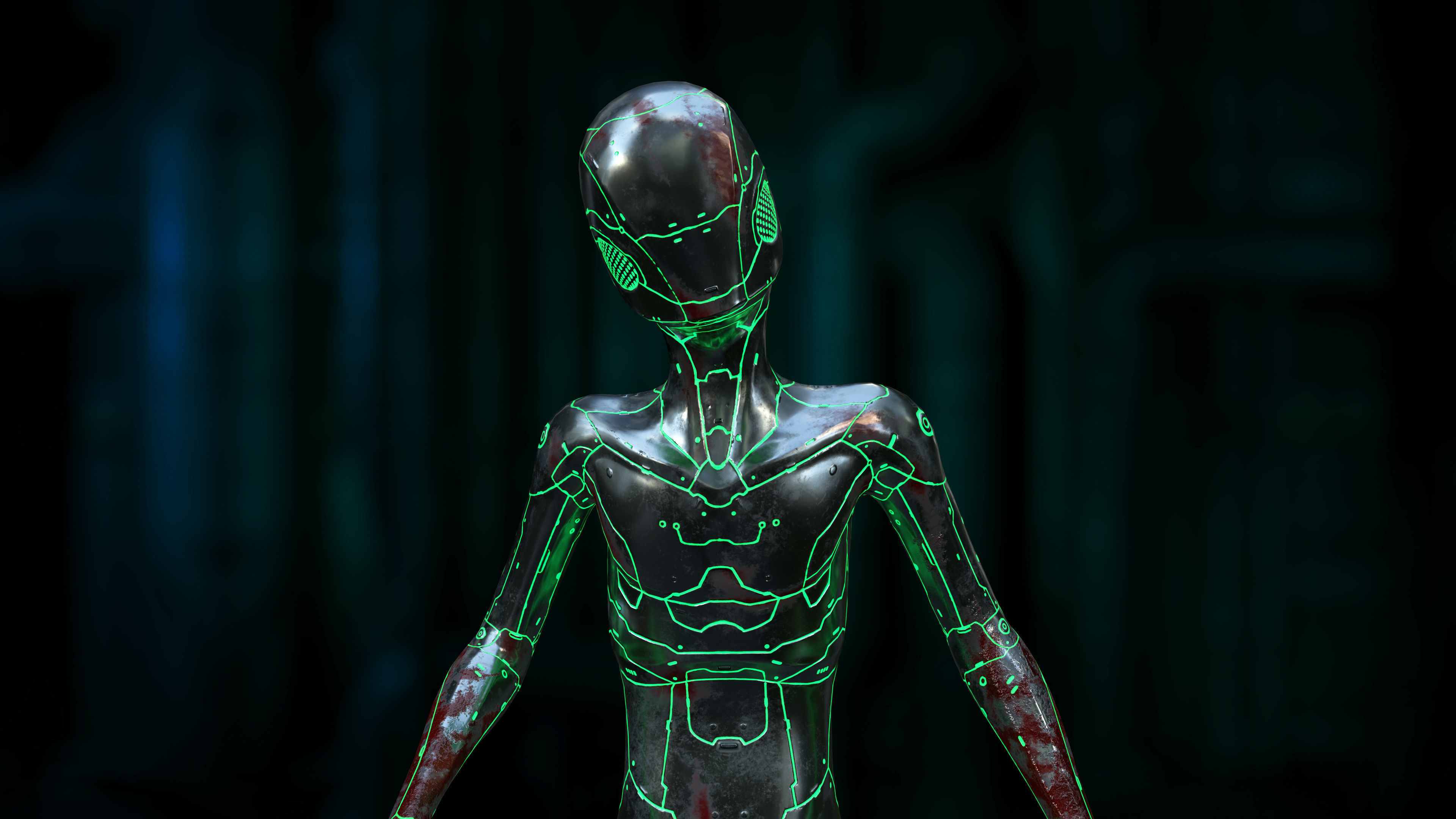 Young Nano-Cyborg Low-poly 3D model_4