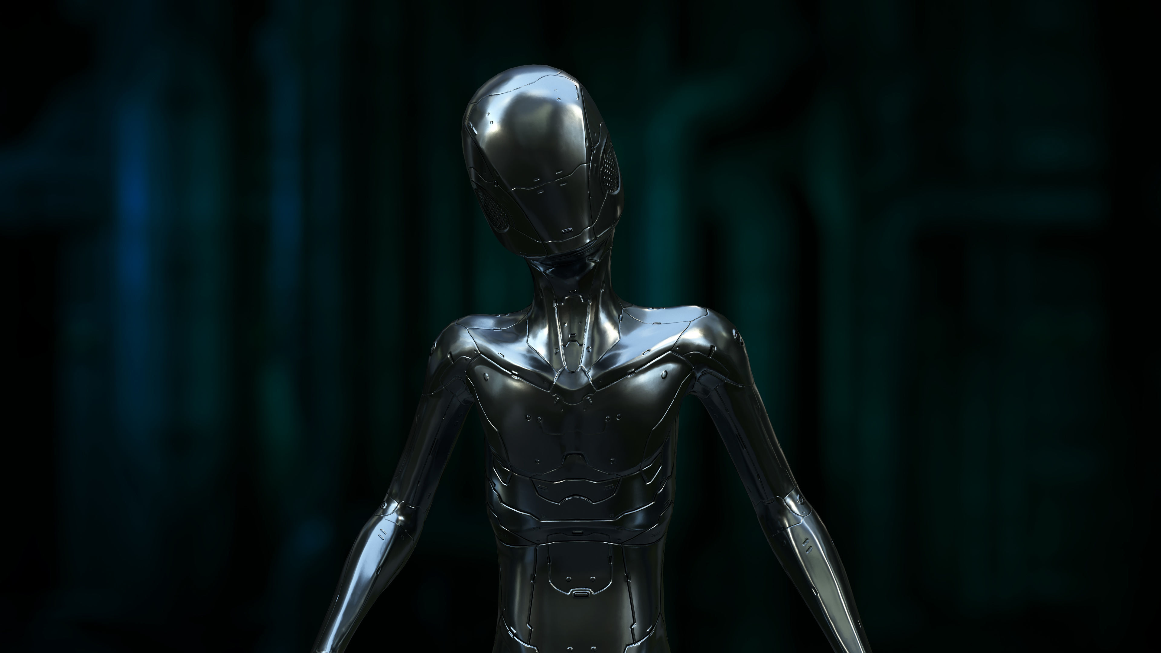 Young Nano-Cyborg Low-poly 3D model_8