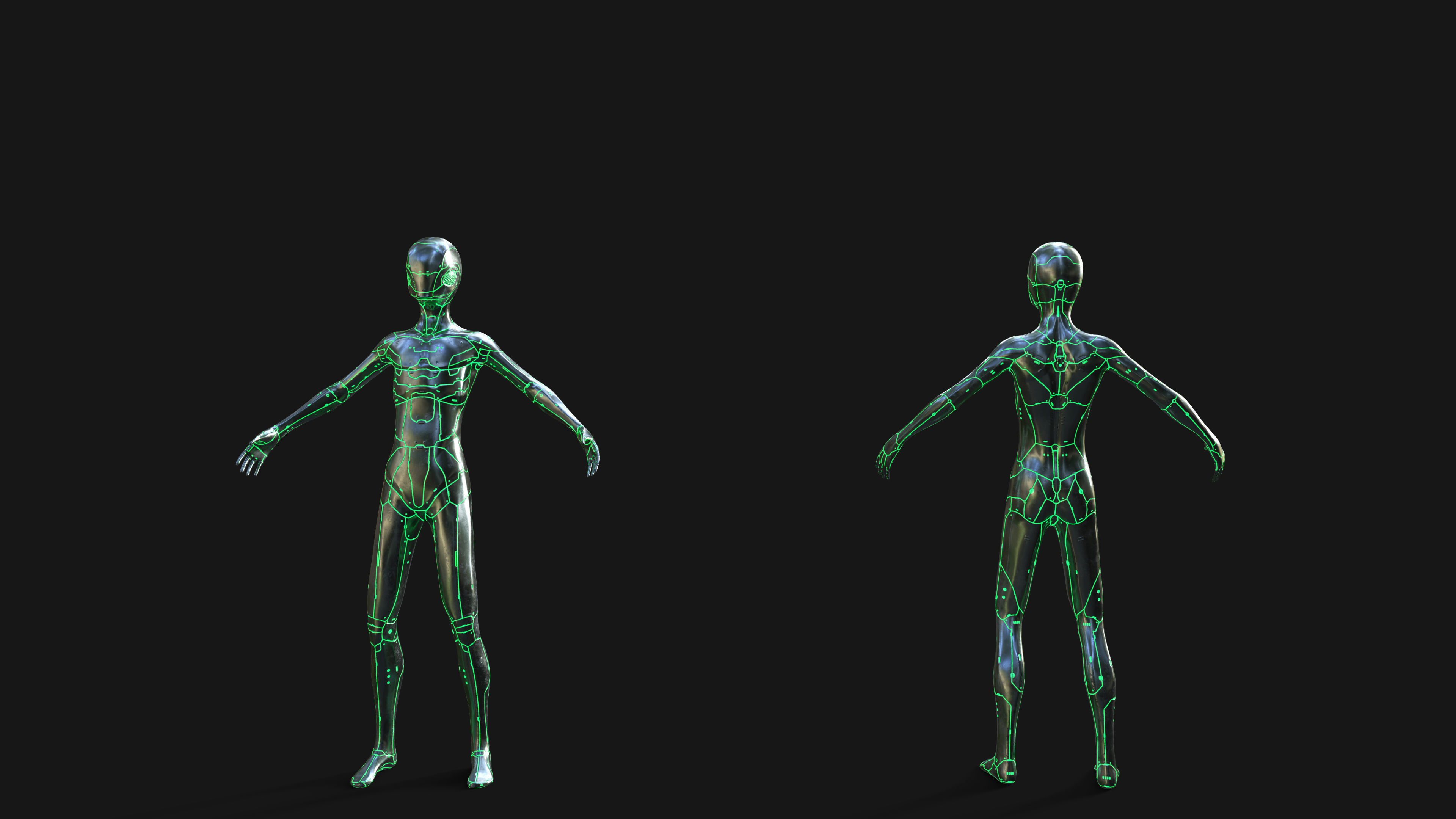 Young Nano-Cyborg Low-poly 3D model_9