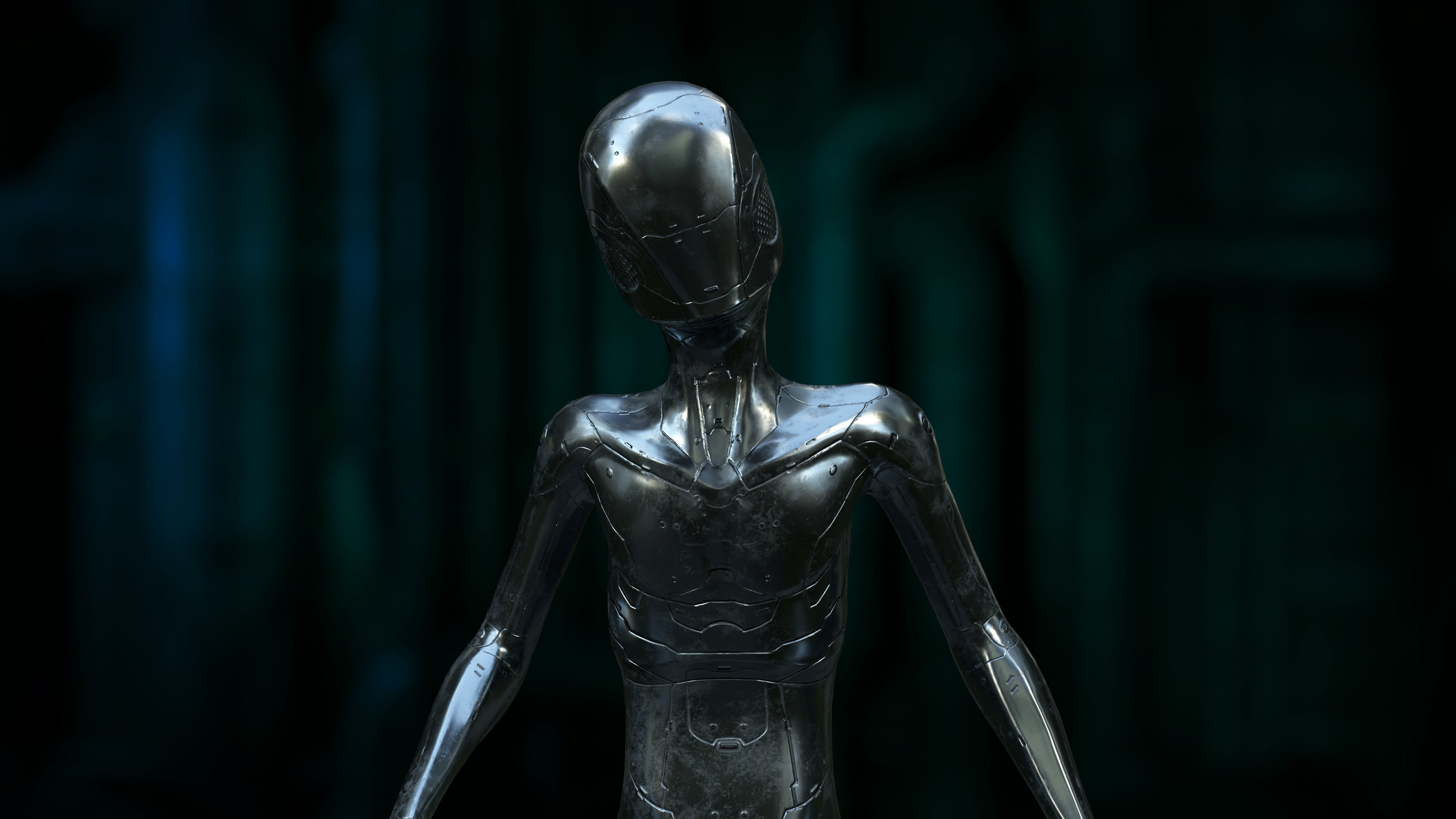 Young Nano-Cyborg Low-poly 3D model_6