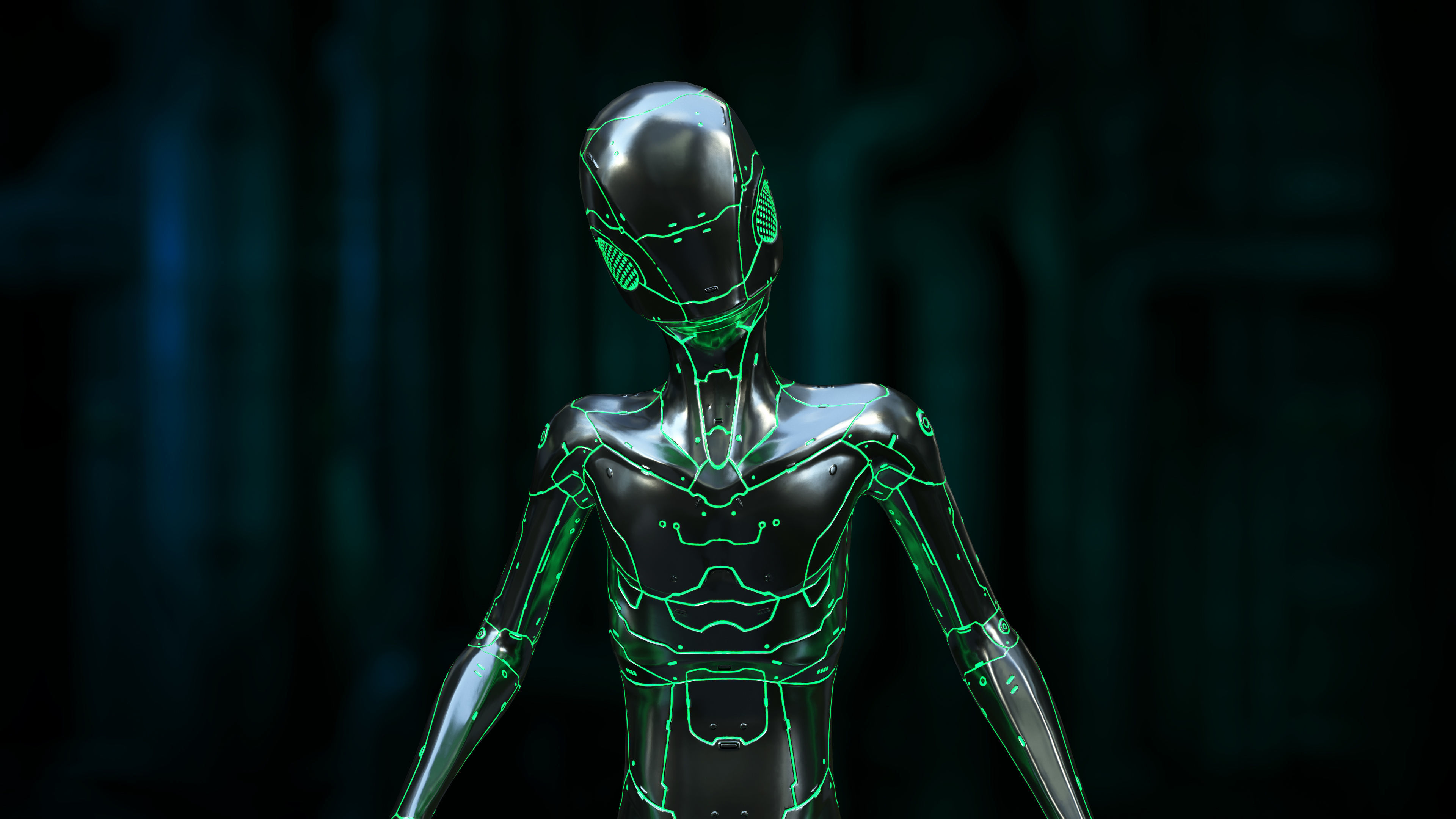 Young Nano-Cyborg Low-poly 3D model_5