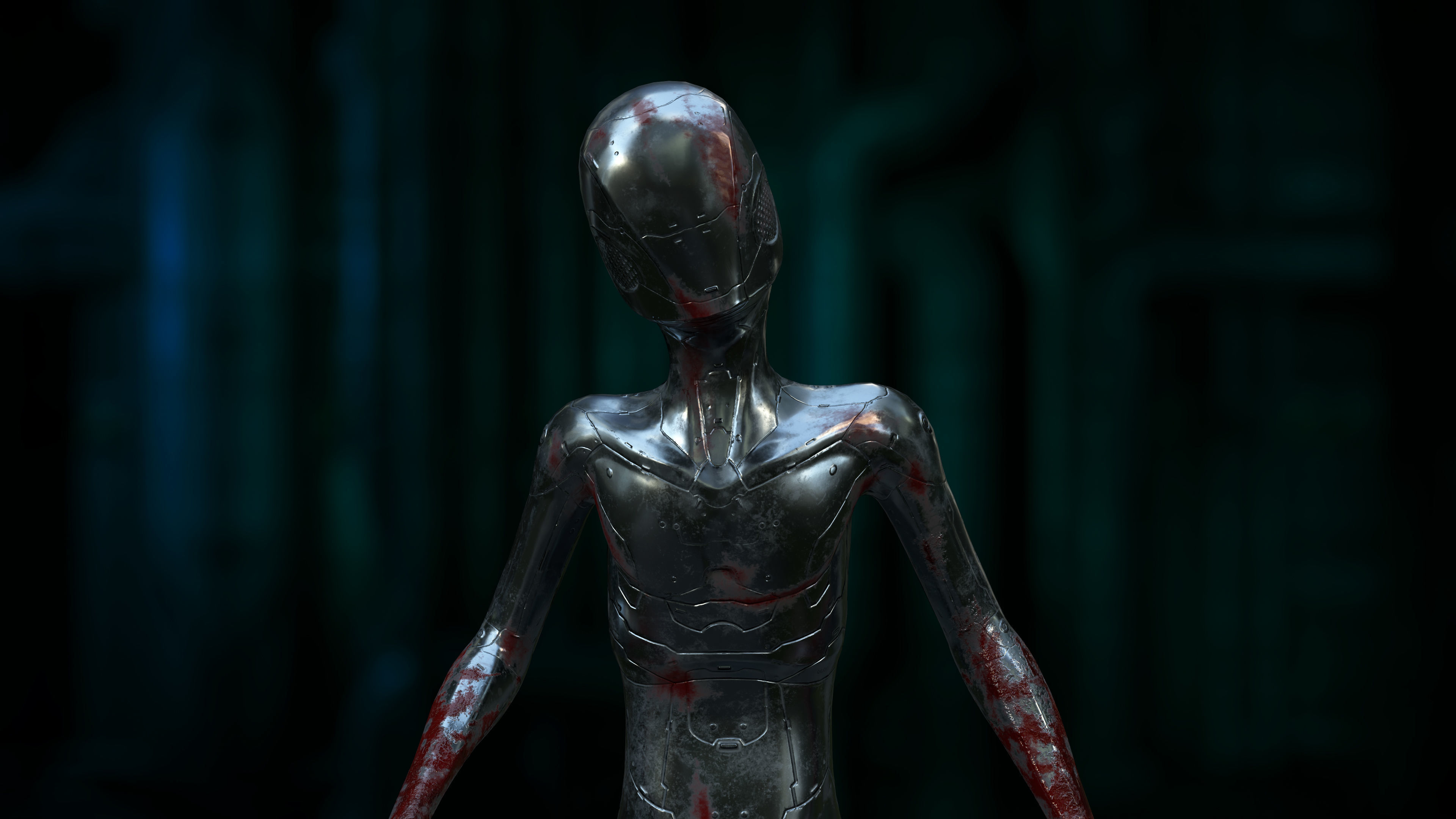 Young Nano-Cyborg Low-poly 3D model_7