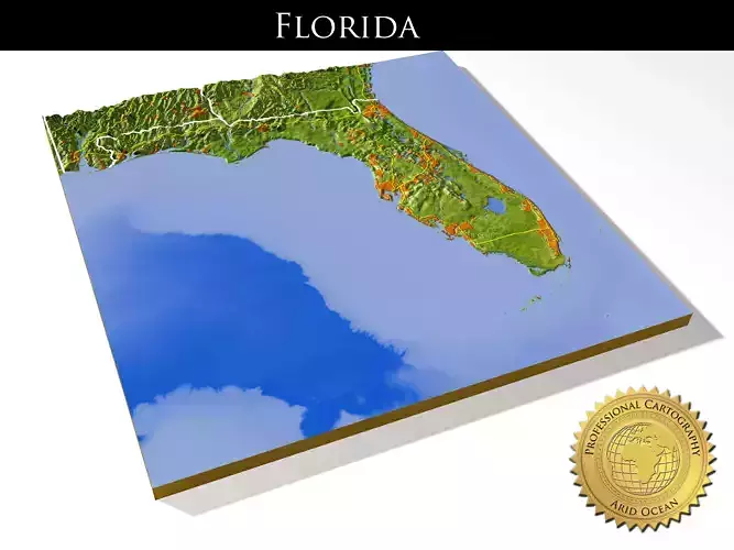 Florida High resolution 3D relief maps