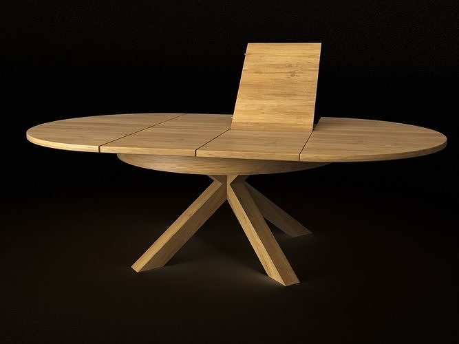  round folding table solid oak 3D model