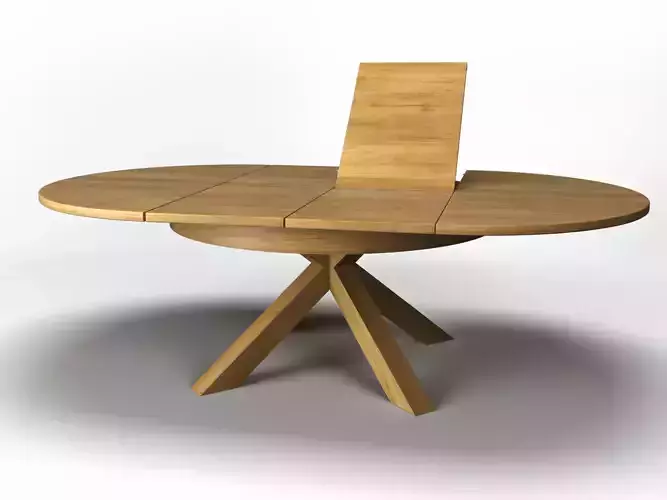  round folding table solid oak 3D model