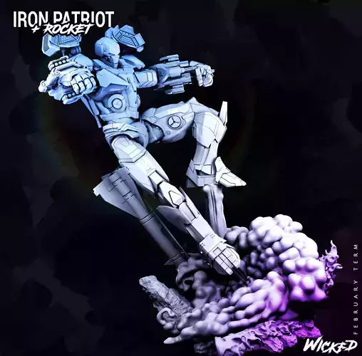 Wicked Marvel Avengers Endgame Iron Patriot Sculpture STLs 3D print model