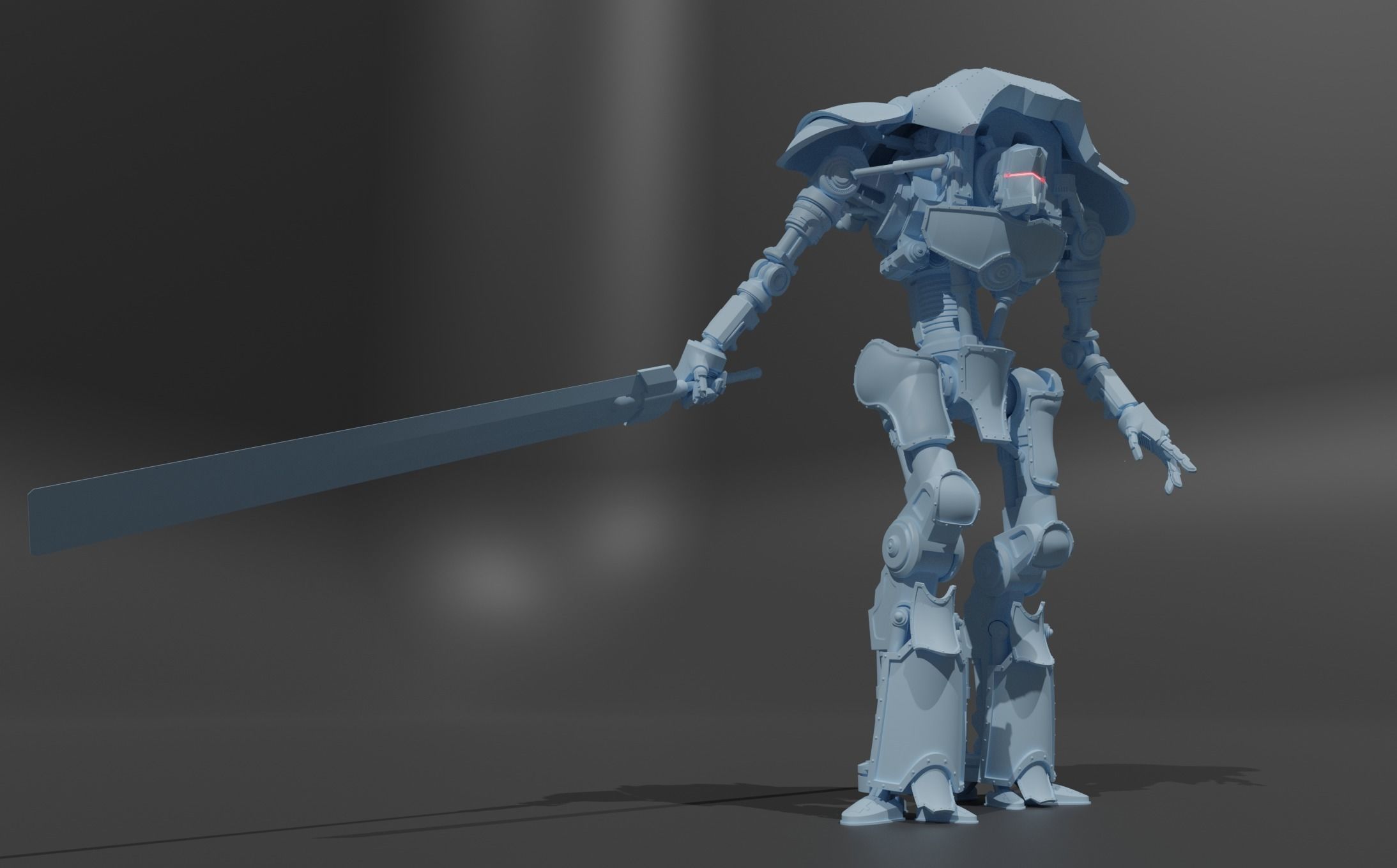 Highlander robot holding sword 3D print model_1