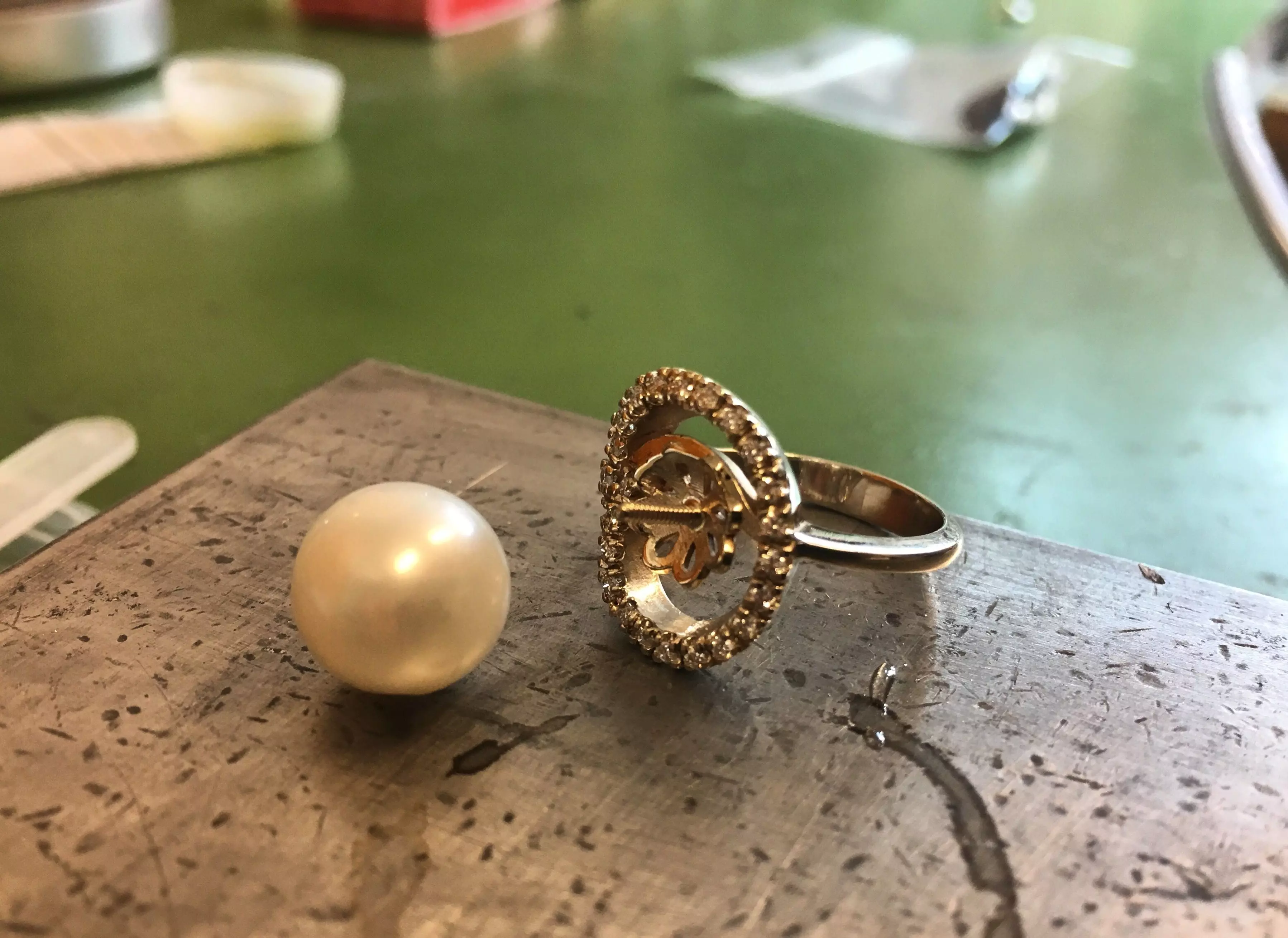 Pearl Engagement Ring diamonds anello perla ap08 3D print model
