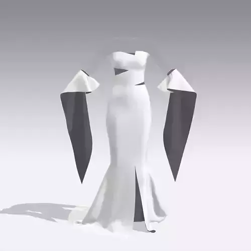 LONG SLEVEE DRESS WITH FISHNET SKIRT SLIT DRESS