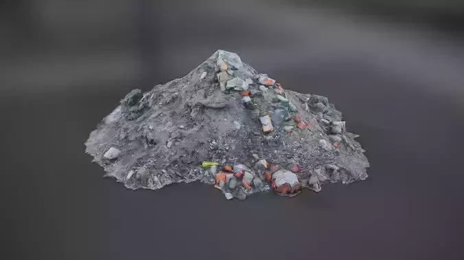 Lowpoly scan a pile of mud bricks Low-poly 3D model