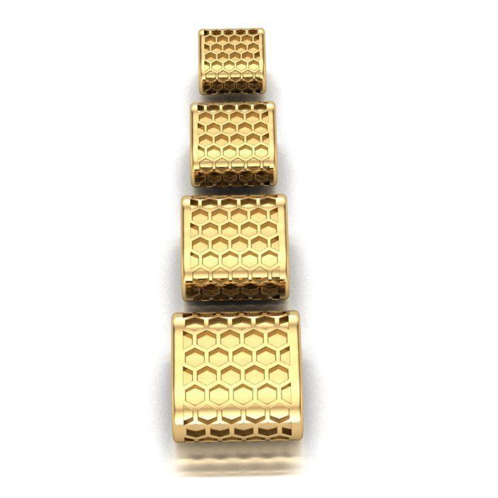 CHARMS three gold plated squares 3D print model_2
