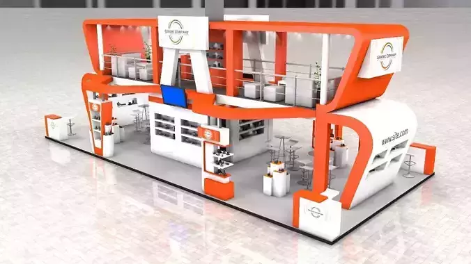Exhibition Stand Booth stall 15x7m Height 500cm 4 Side Open 3D