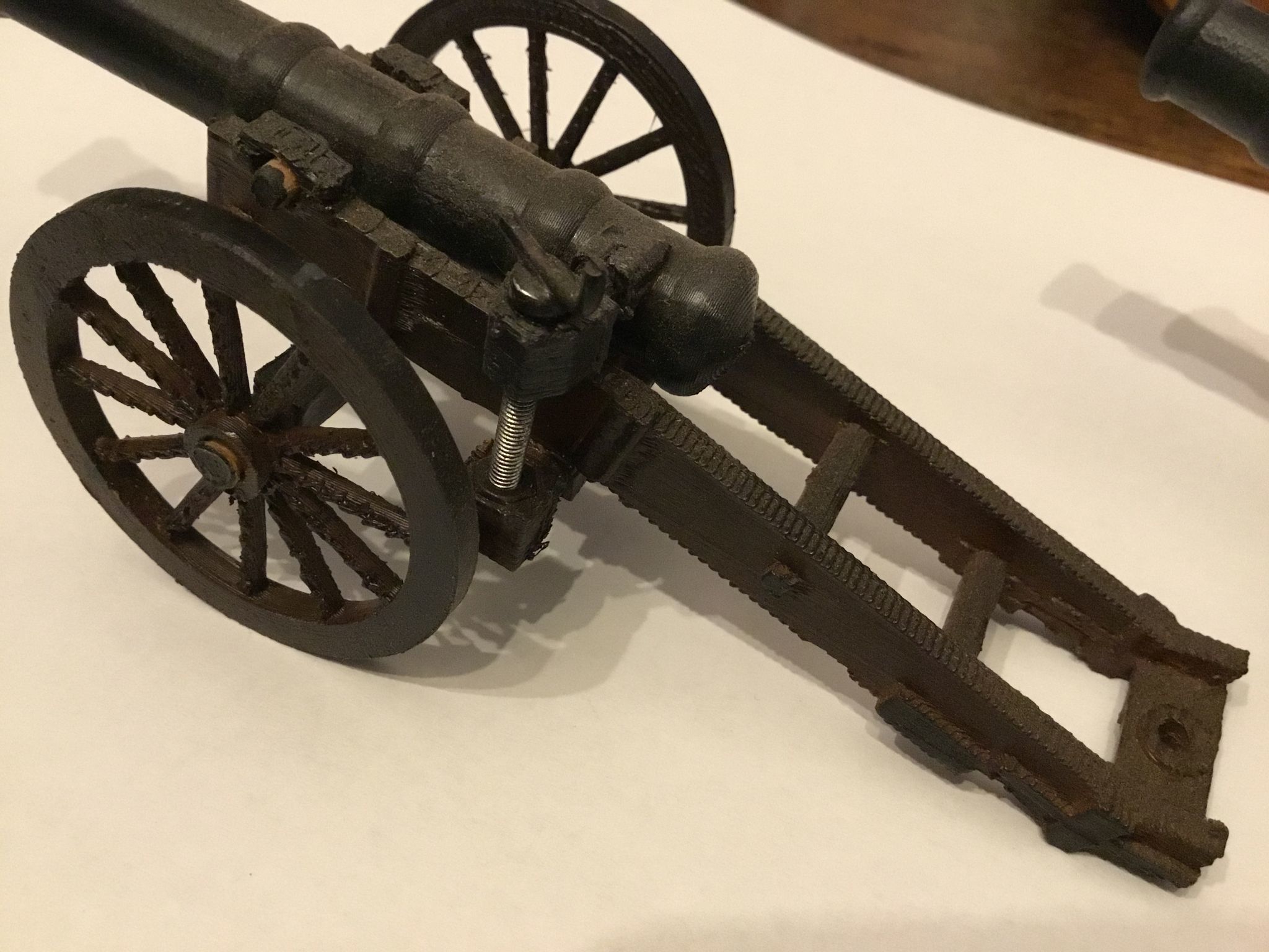 cannon on cart 3D print model_2