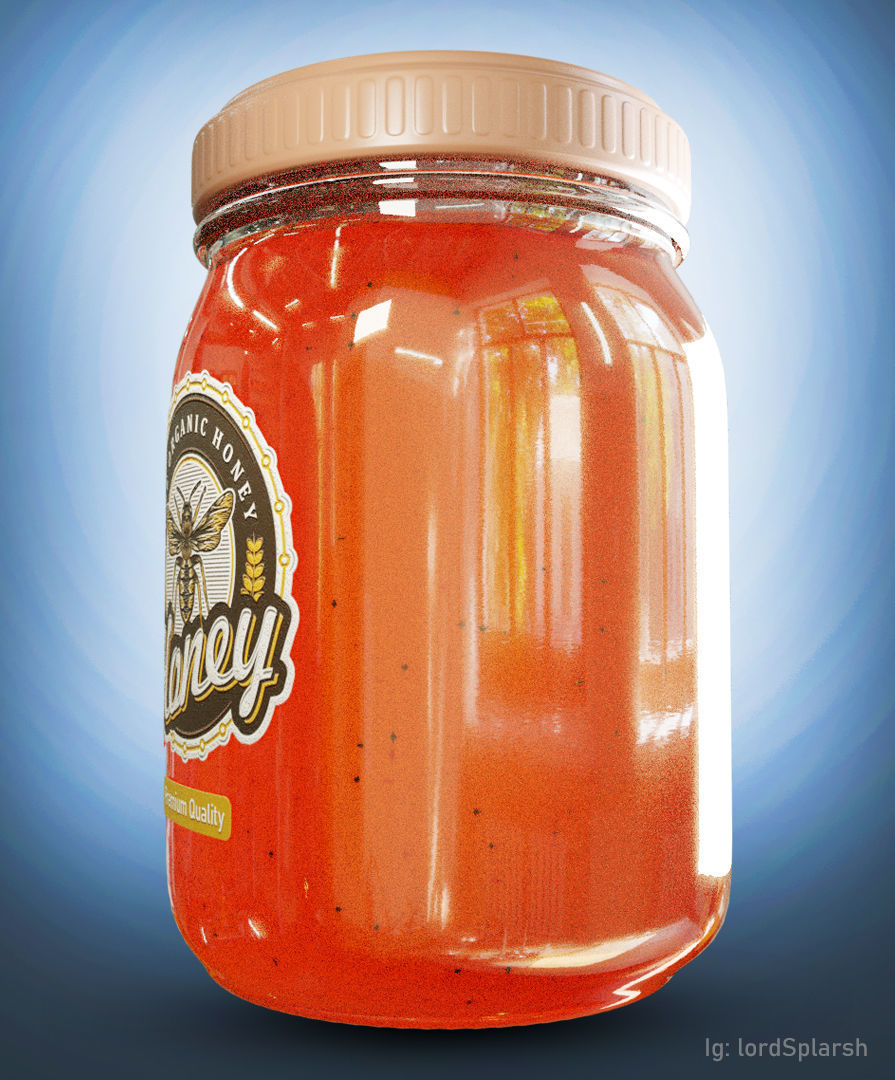 Honey Jar Product Visualisation Low-poly 3D model_7