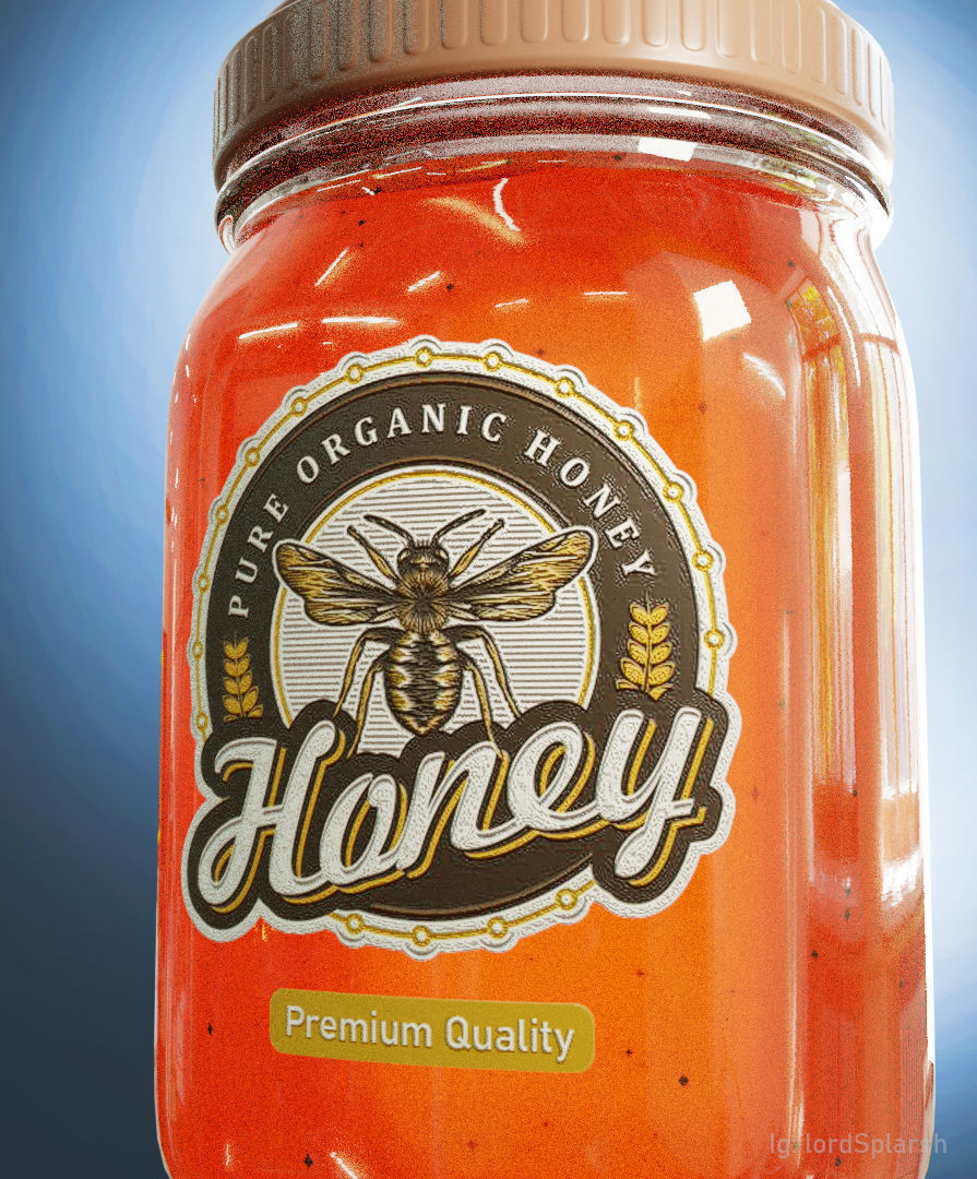 Honey Jar Product Visualisation Low-poly 3D model_8