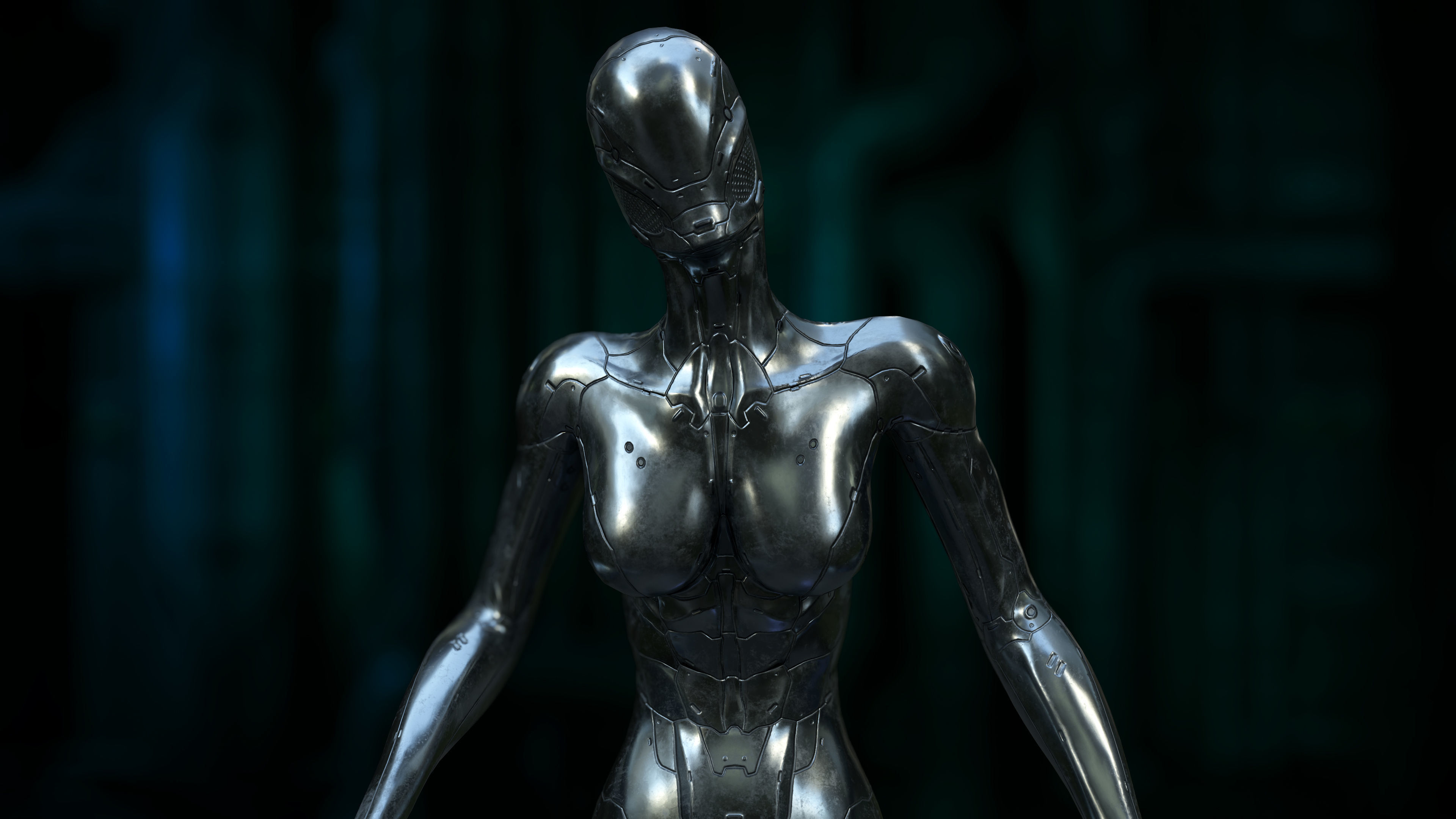 Woman Nano-Cyborg Low-poly 3D model_6