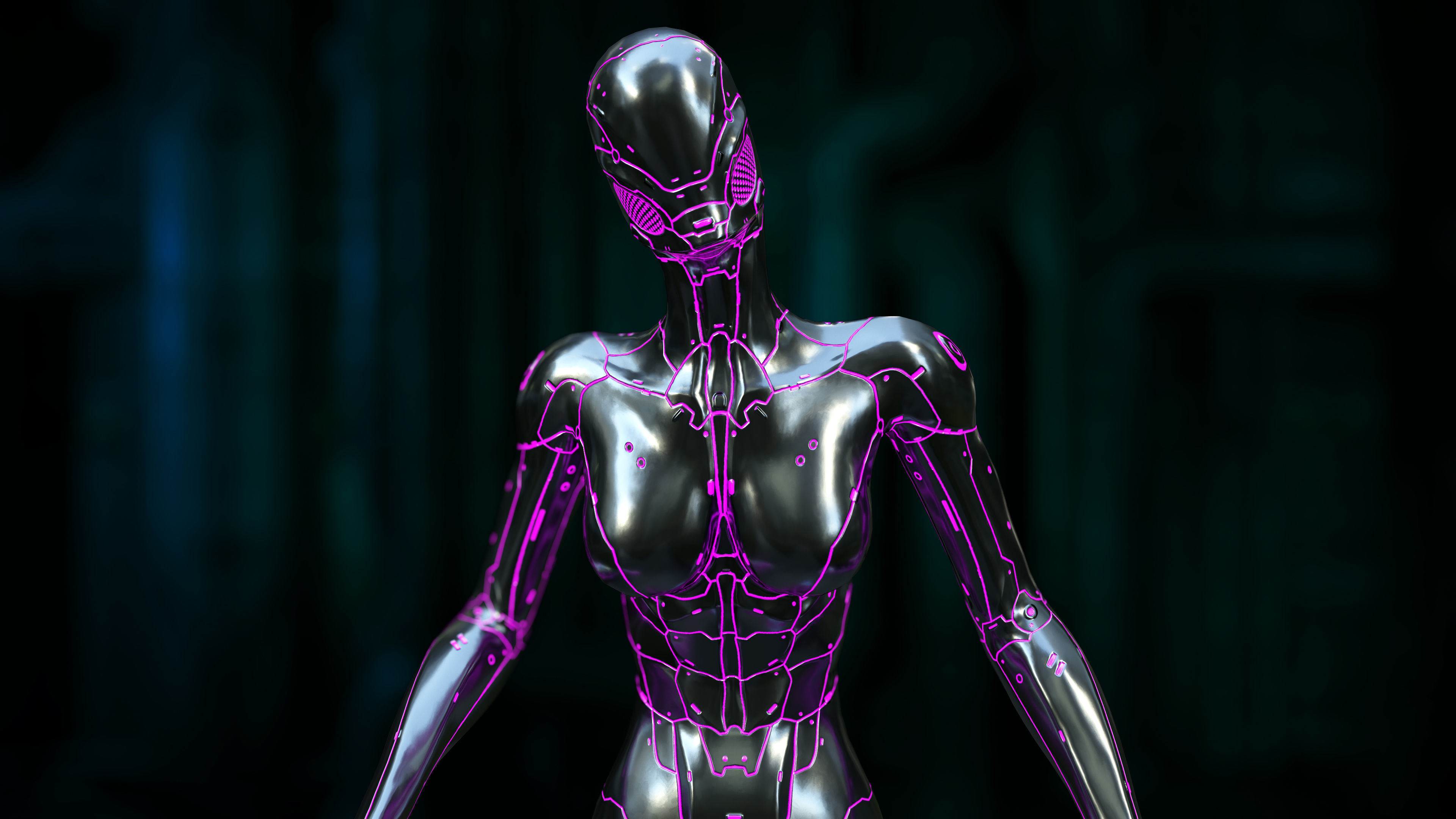 Woman Nano-Cyborg Low-poly 3D model_5