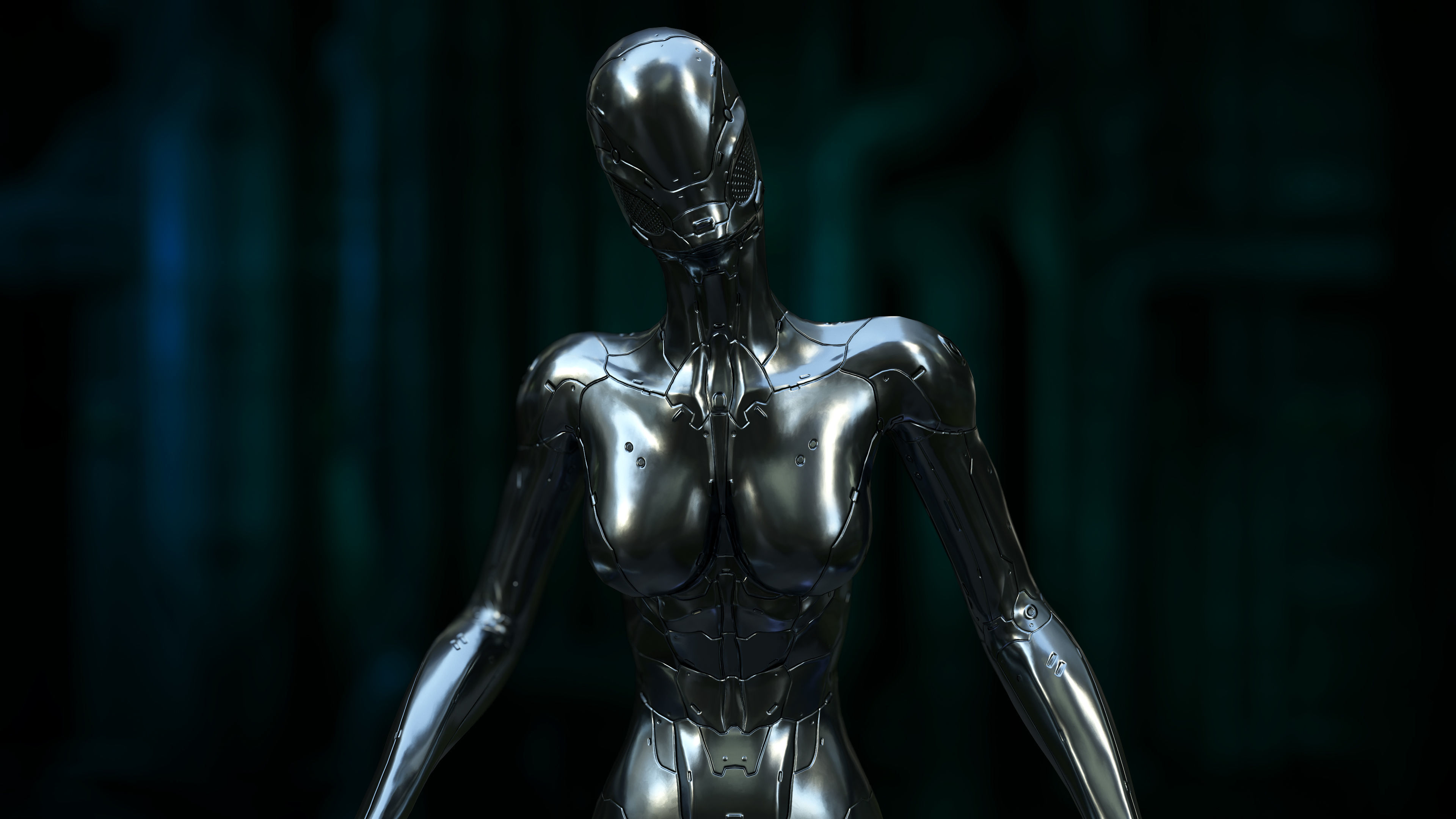 Woman Nano-Cyborg Low-poly 3D model_8