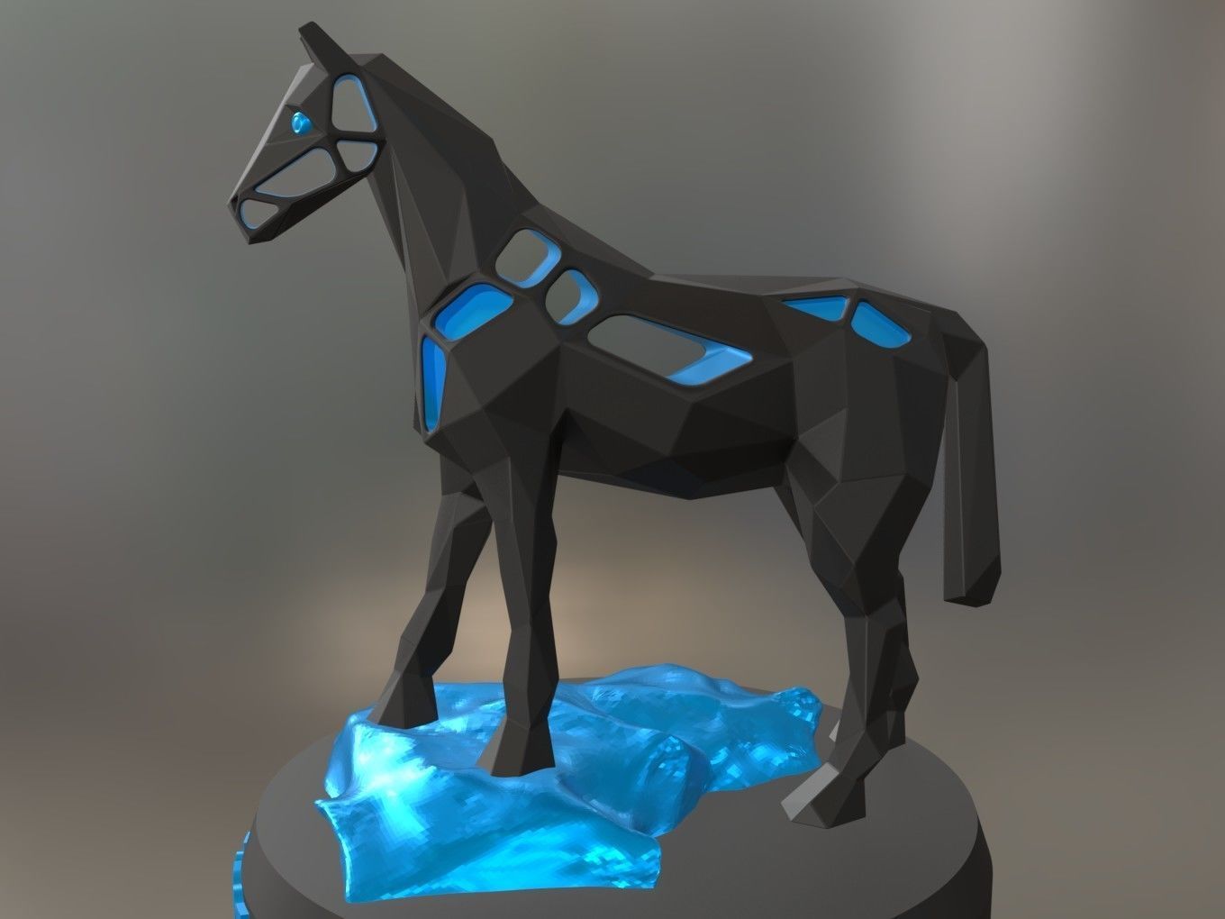 Voronoi Horse Rock 3D print model_4