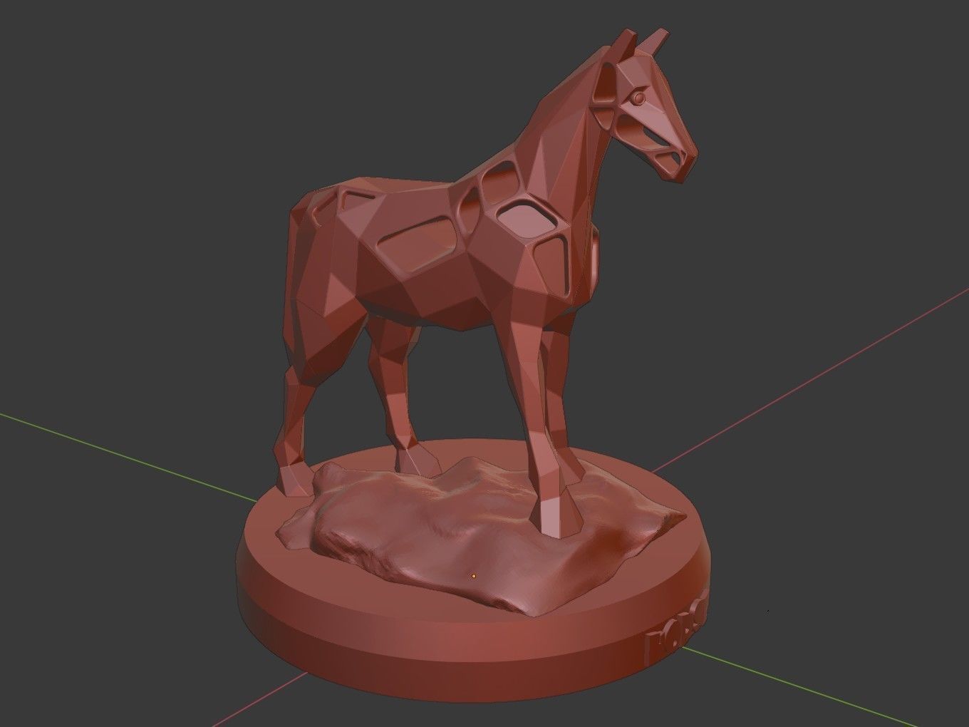 Voronoi Horse Rock 3D print model_11