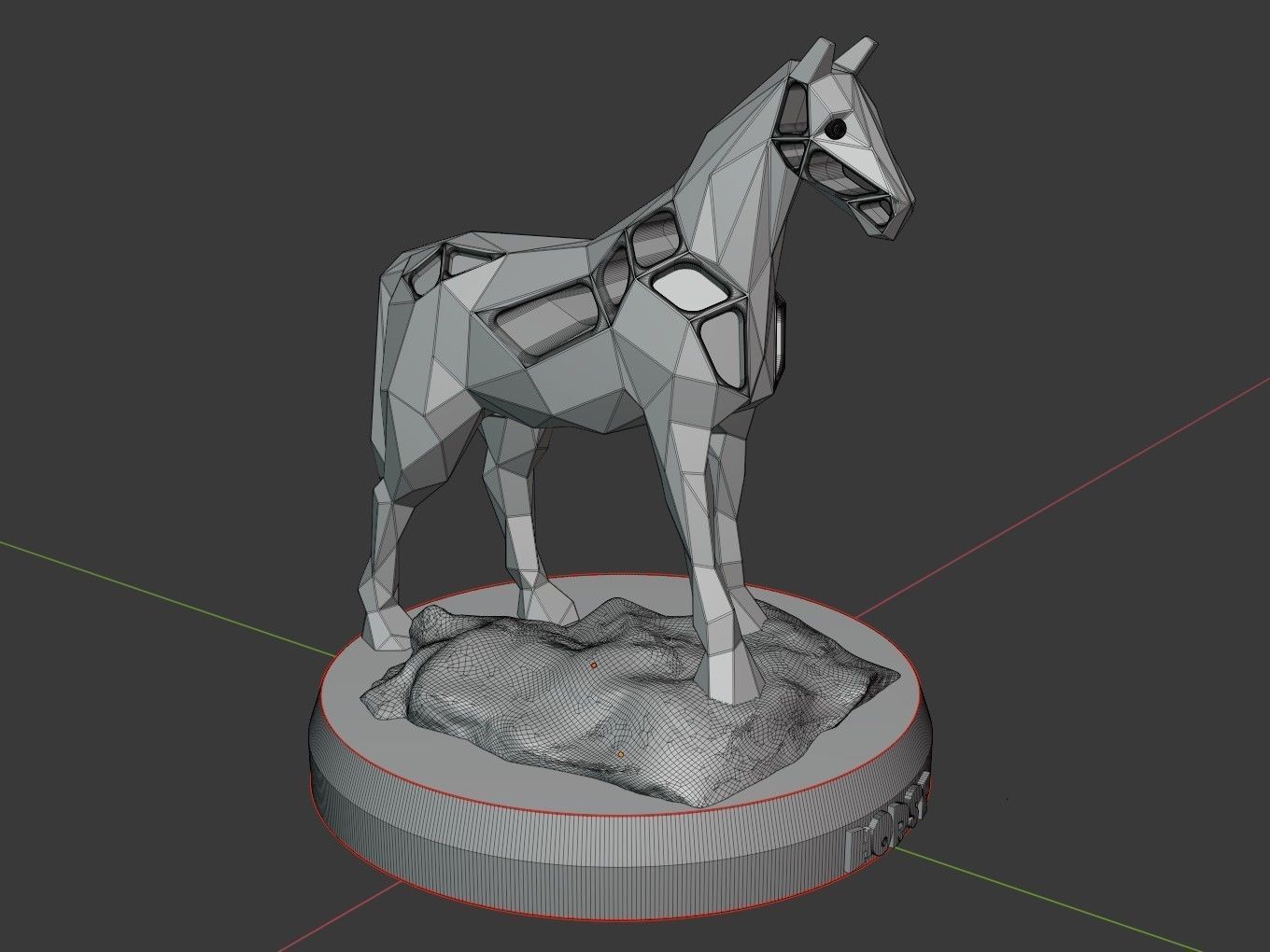 Voronoi Horse Rock 3D print model_9