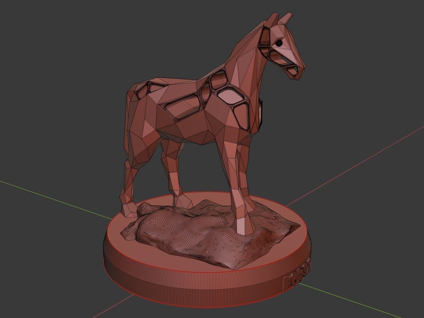 Voronoi Horse Rock 3D print model_10