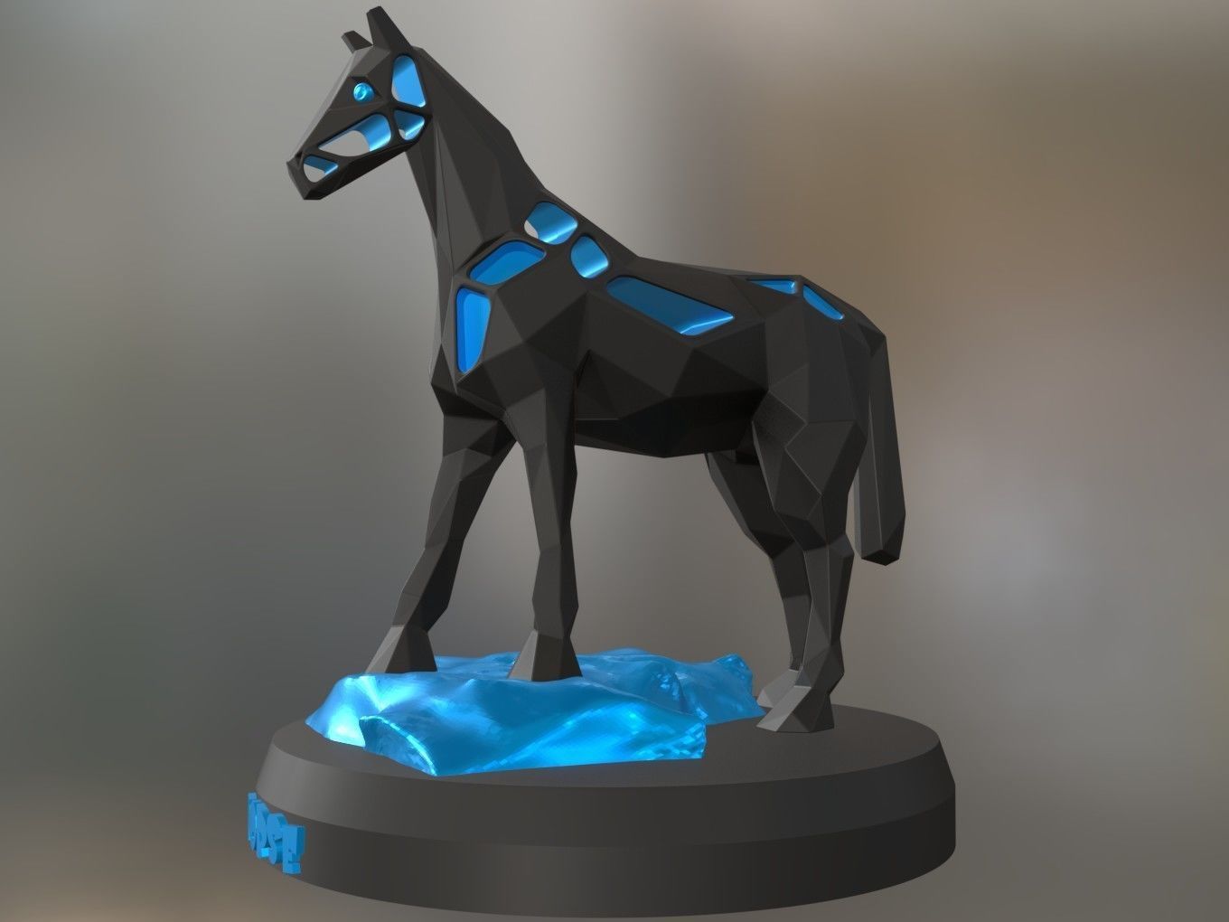 Voronoi Horse Rock 3D print model_3