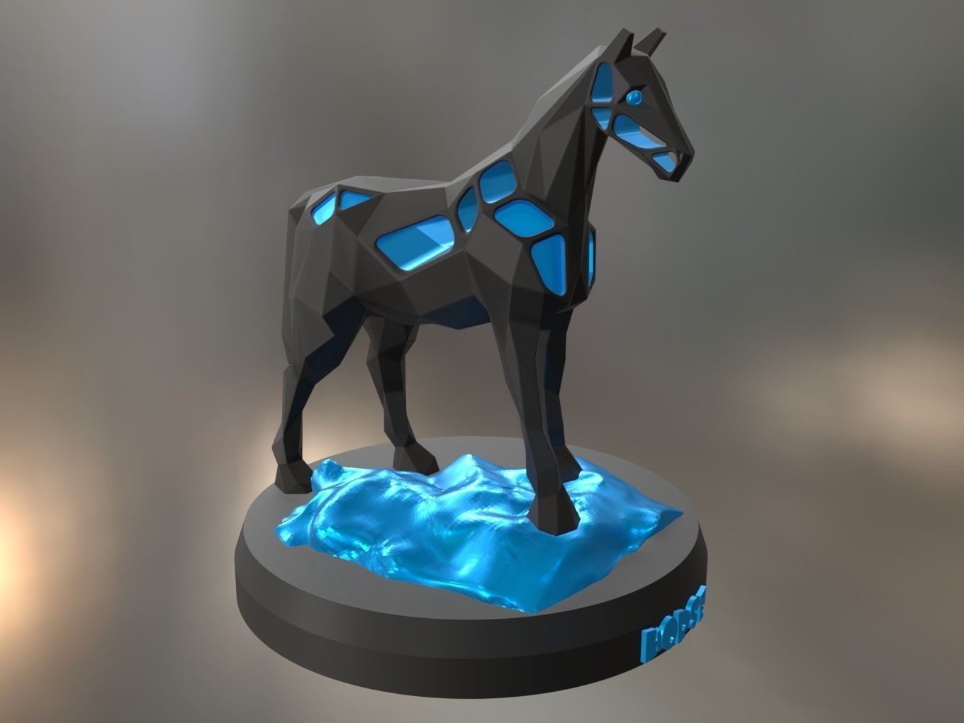 Voronoi Horse Rock 3D print model_7