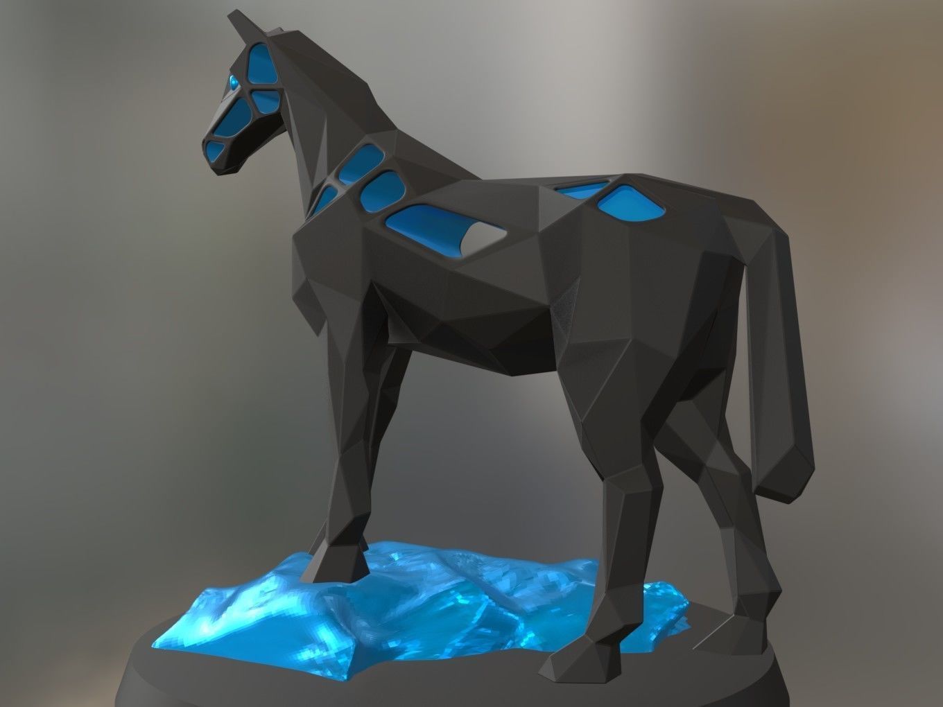 Voronoi Horse Rock 3D print model_5