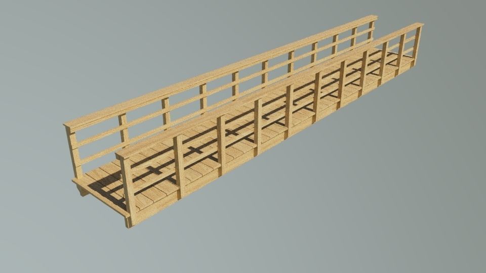 Wooden Footbridge Low-poly 3D model_2