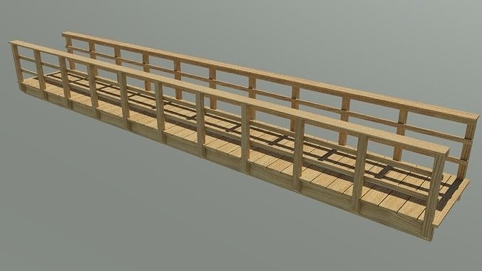 Wooden Footbridge Low-poly 3D model