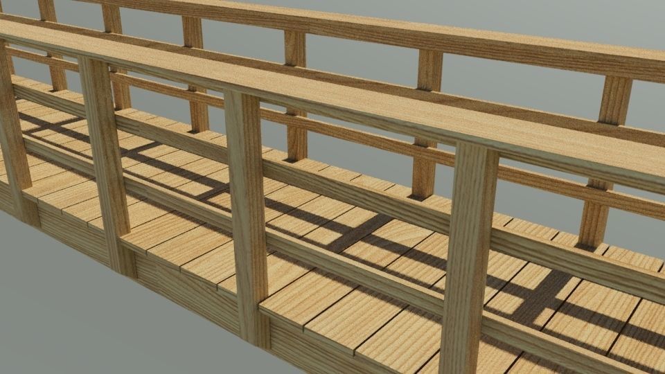 Wooden Footbridge Low-poly 3D model_1